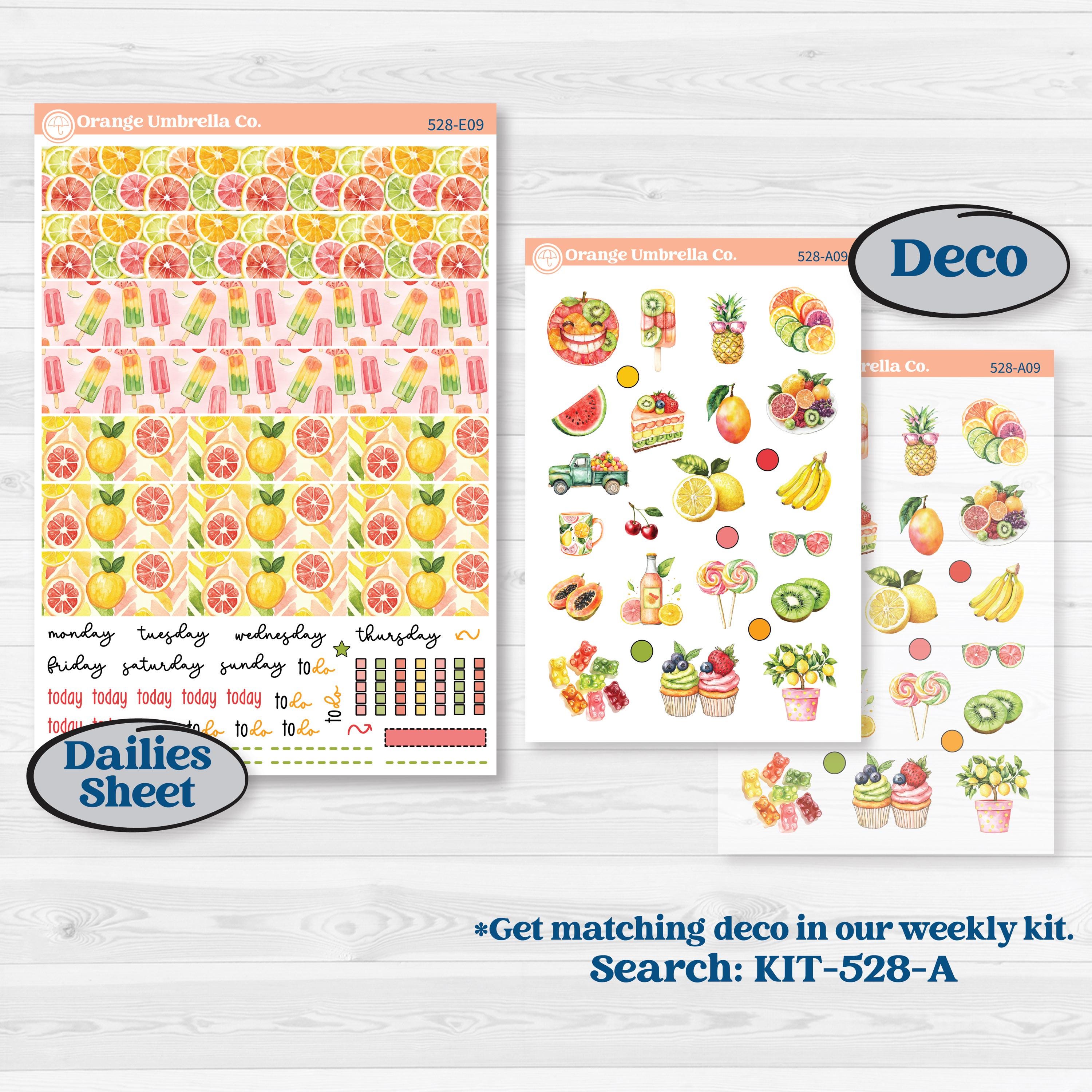 Bright Fruit Stickers | Hobonichi Cousin Weekly & Daily Planner Kit Stickers | Burst | KIT-528-E