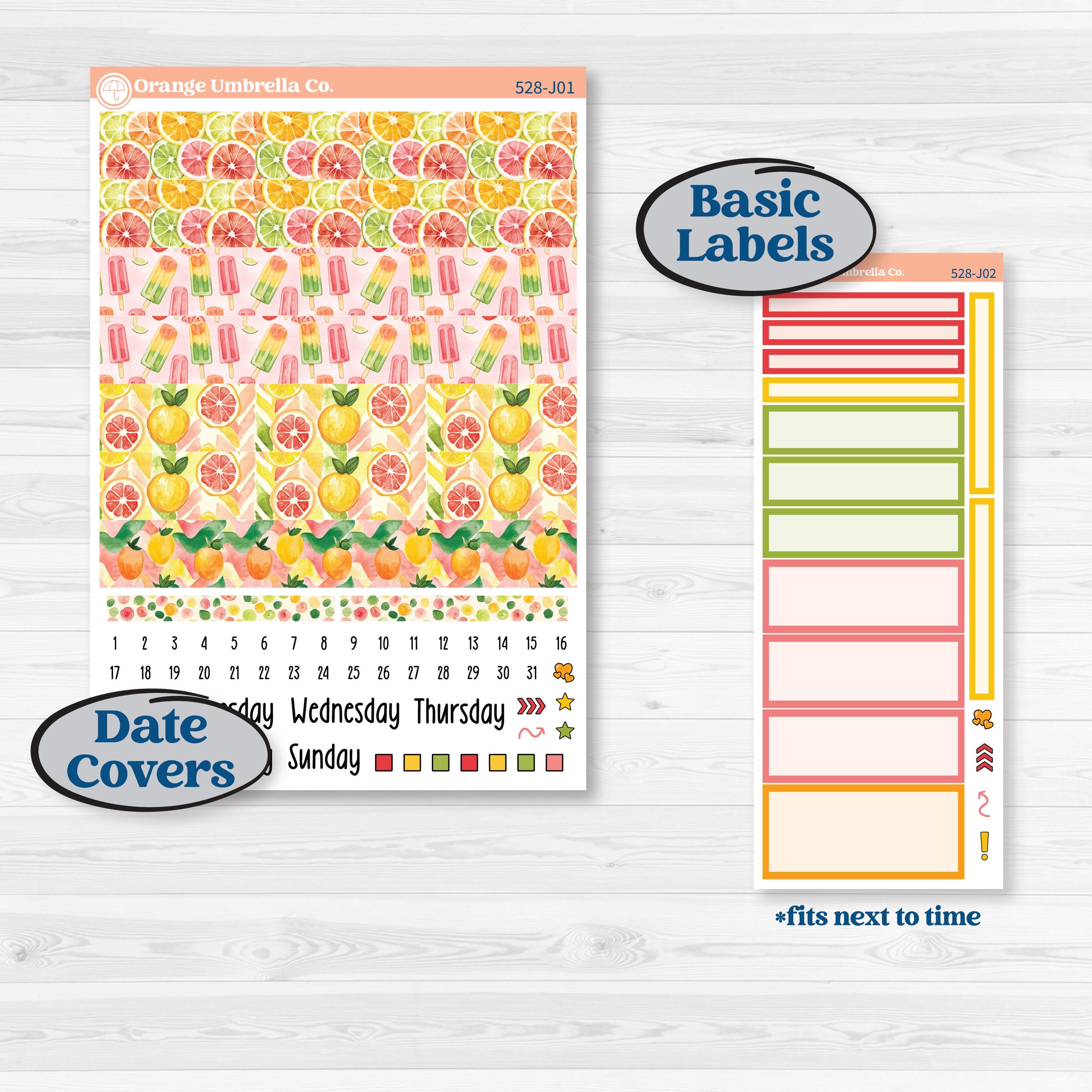 Bright Fruit Stickers | A5 Daily Duo Planner Kit Stickers | Burst | KIT-528-J