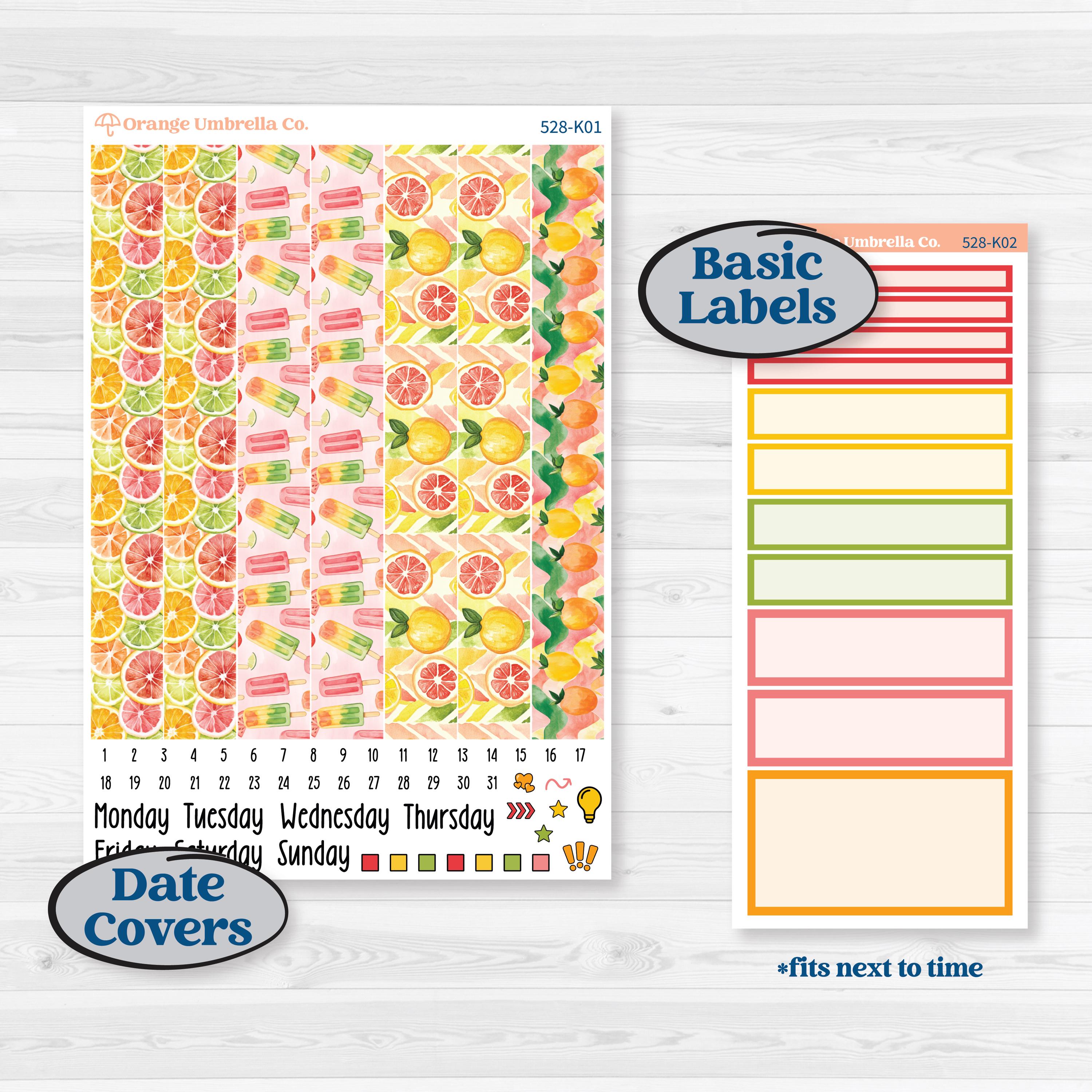 Bright Fruit Stickers | 7x9 Erin Condren Daily Duo Planner Kit Stickers | Burst | KIT-528-K