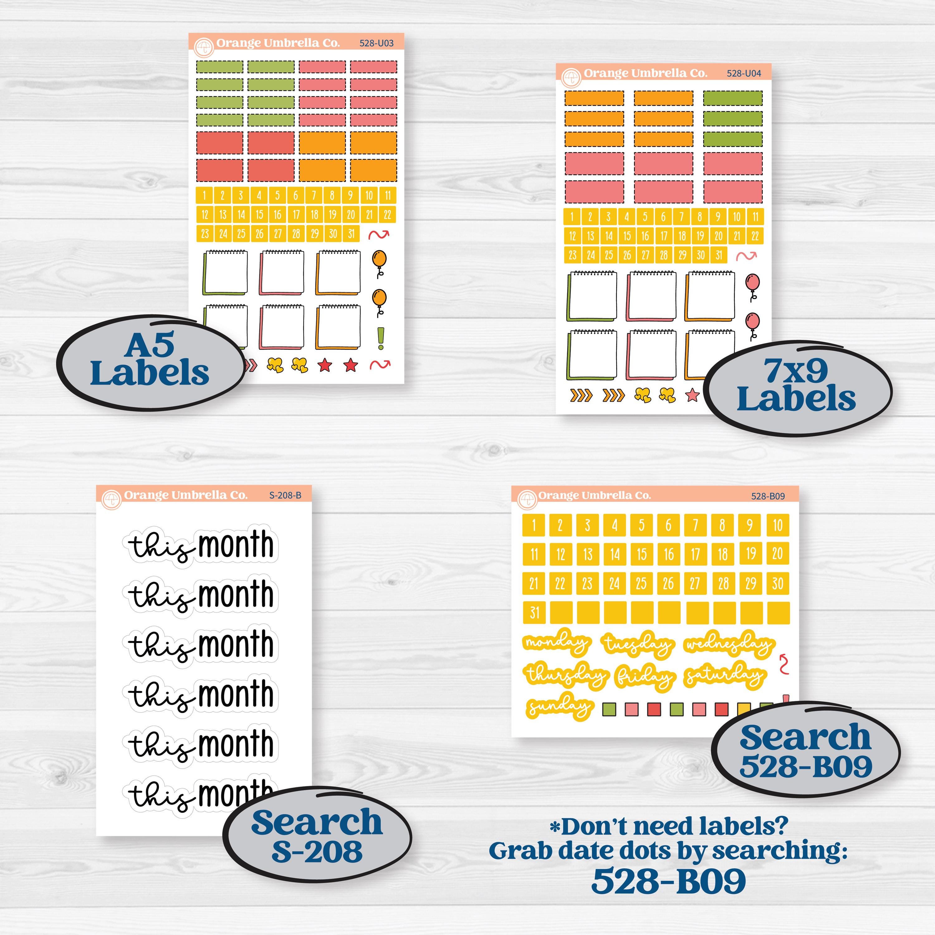 Bright Fruit Stickers | A5 or 7x9 Create Your Own Monthly or Dashboard Universal | Reading Log Sticker Kit | Burst | KIT-528-U