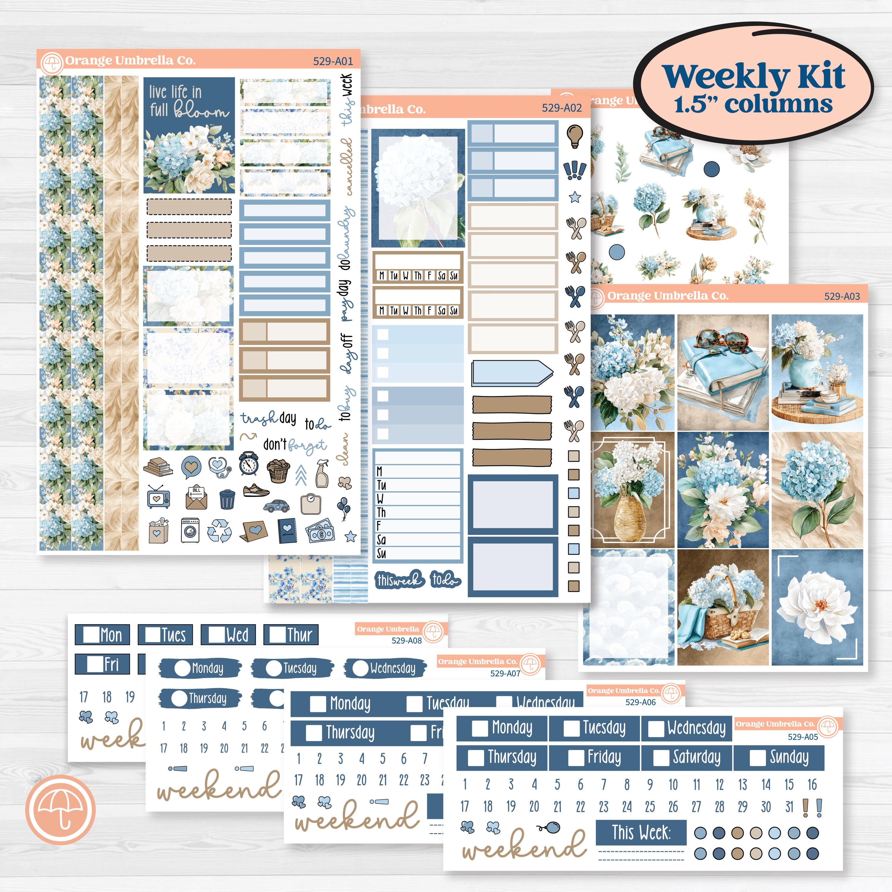Seaside Floral | Weekly Sticker Kit for Vertical Planners like Erin Condren | On The Cape | KIT-529-A