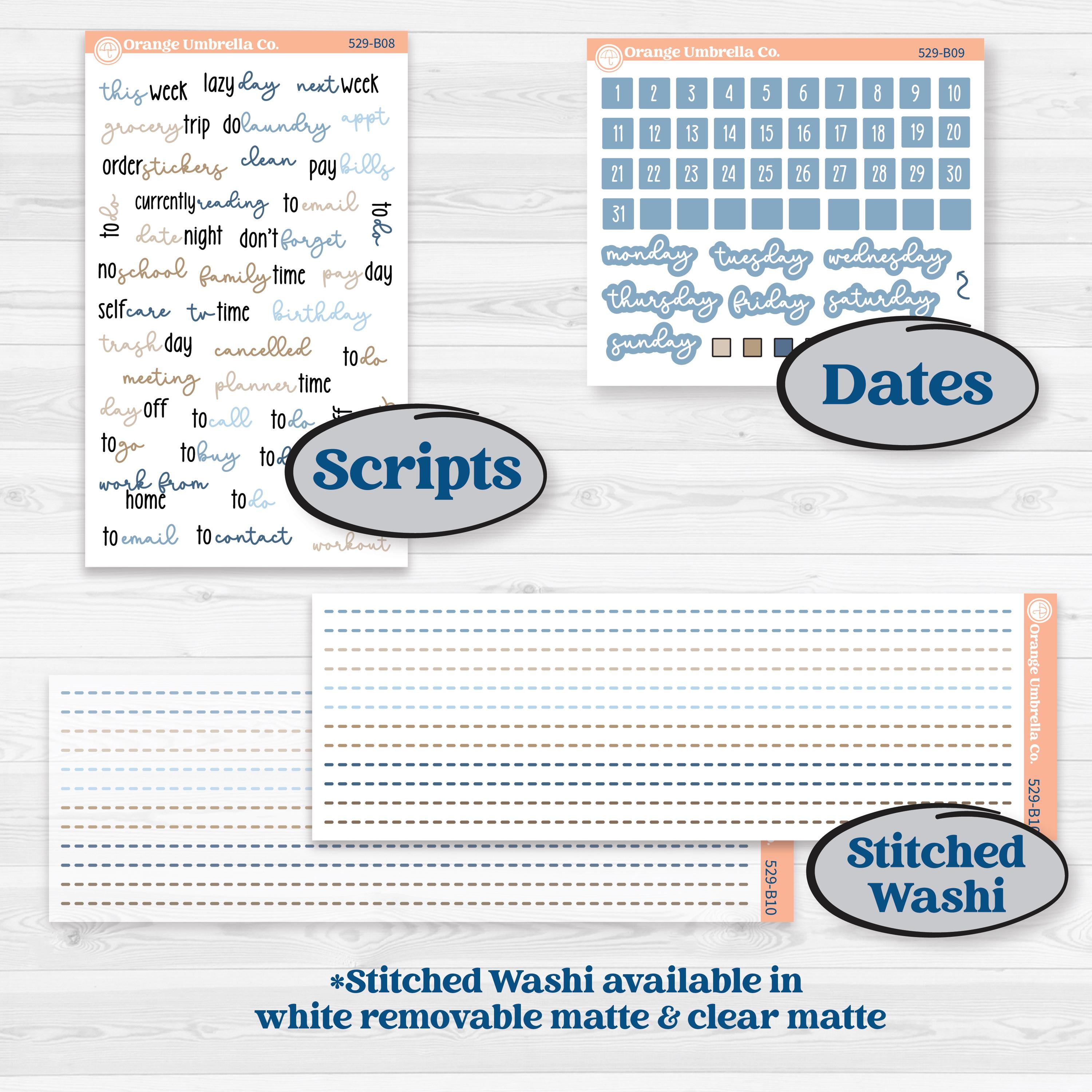 Seaside Floral | Weekly Add-On Planner Kit Stickers | On The Cape | KIT-529-B