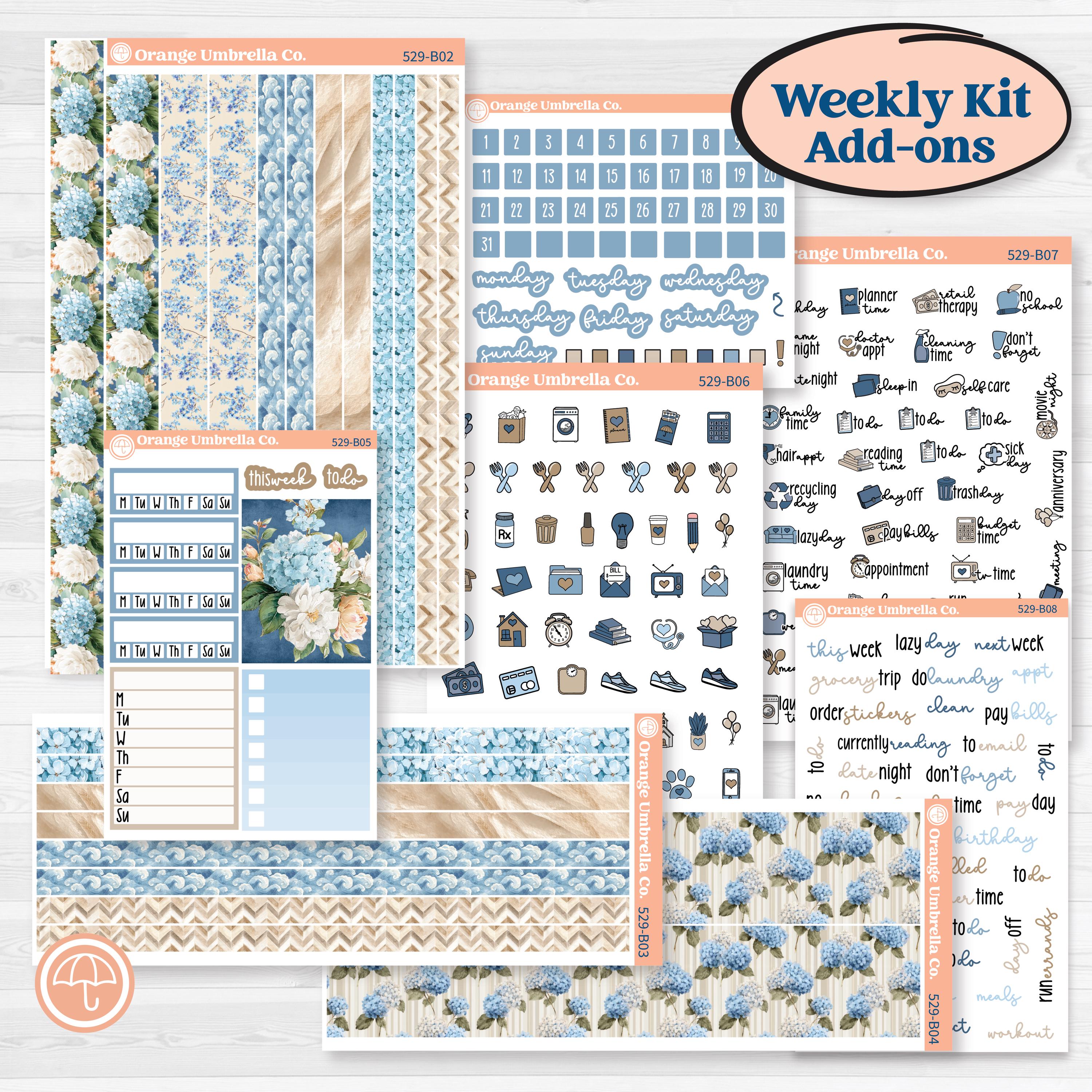 Seaside Floral | Weekly Add-On Planner Kit Stickers | On The Cape | KIT-529-B