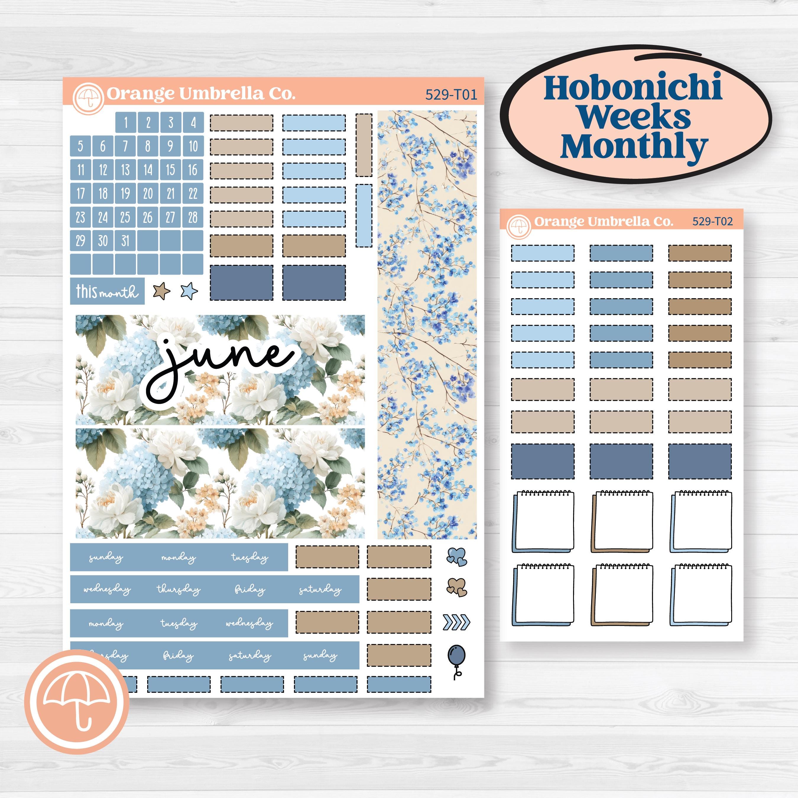 Seaside Floral | Hobonichi Weeks Monthly Planner Kit Stickers | On The Cape | KIT-529-T
