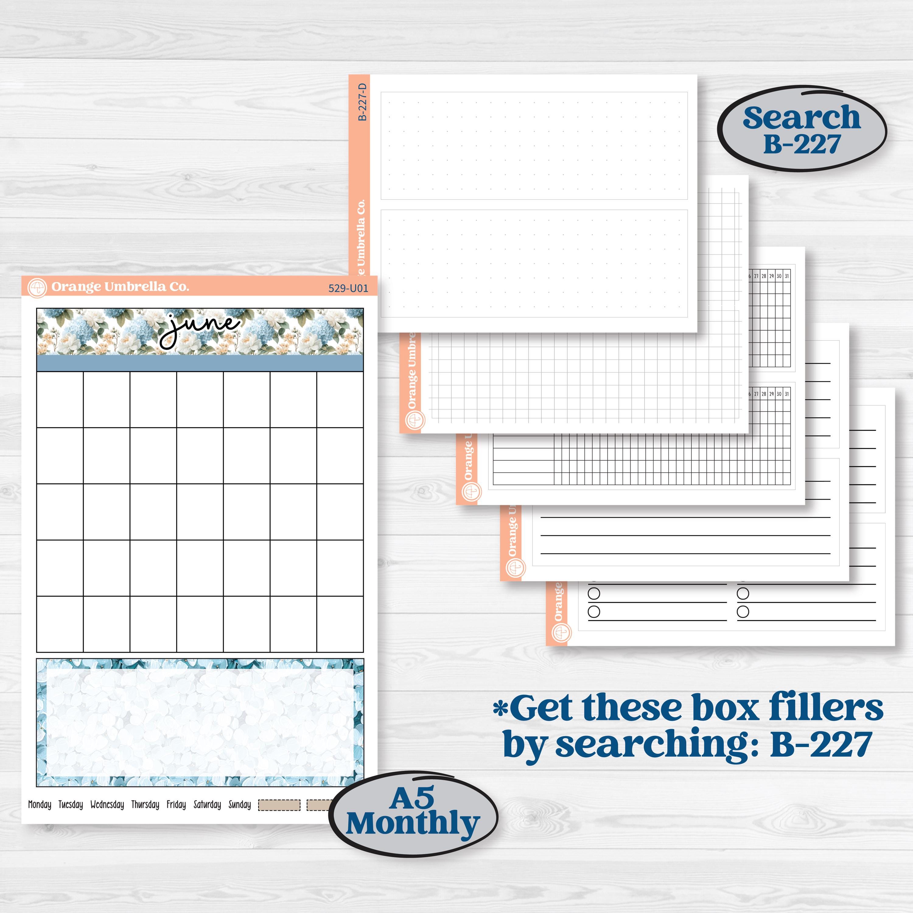 Seaside Floral | A5 or 7x9 Create Your Own Monthly or Dashboard Universal | Monthly & Reading Log Sticker Kit | On The Cape | KIT-529-U