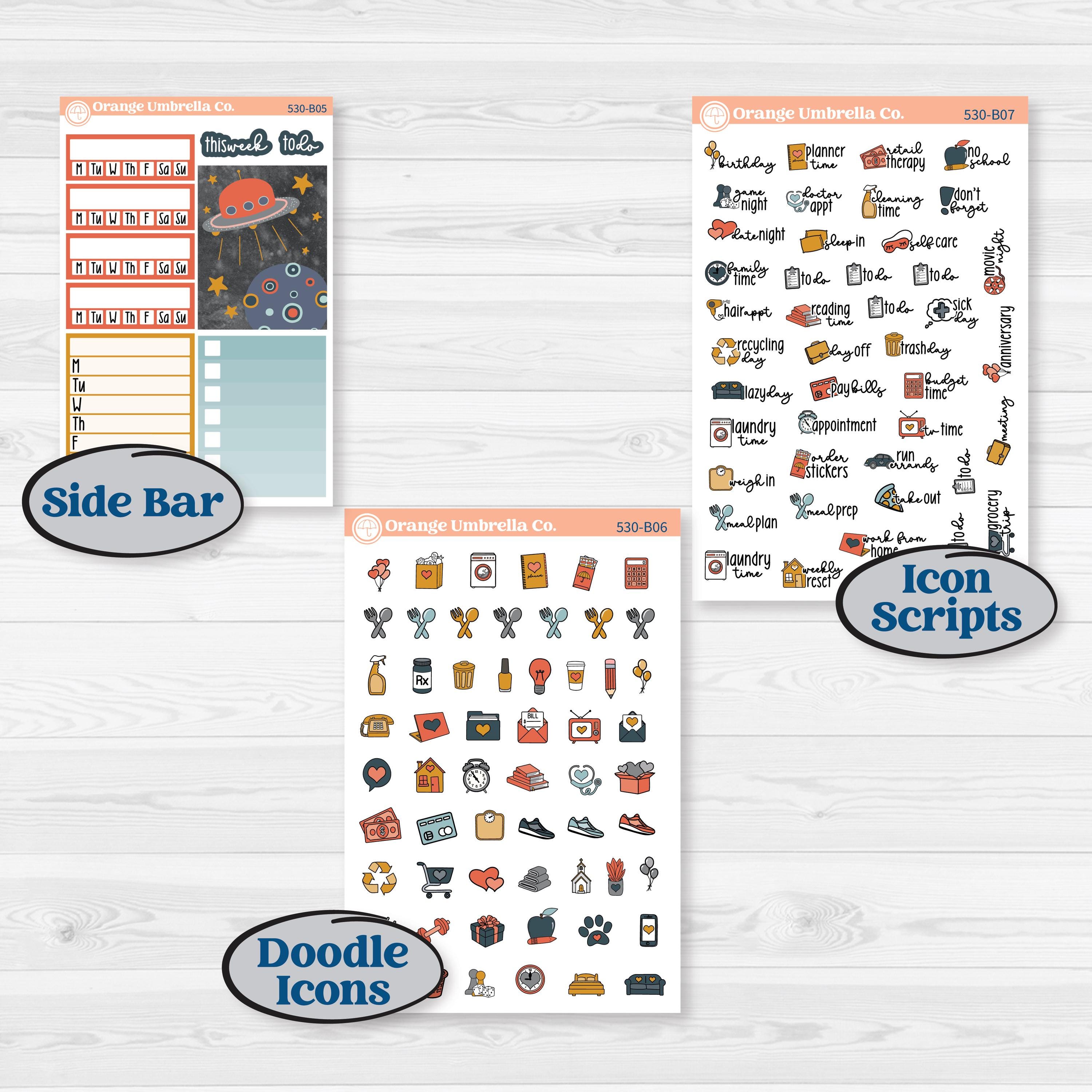 Space Father’s Day | Weekly Add-On Planner Kit Stickers | Outta This World | KIT-530-B