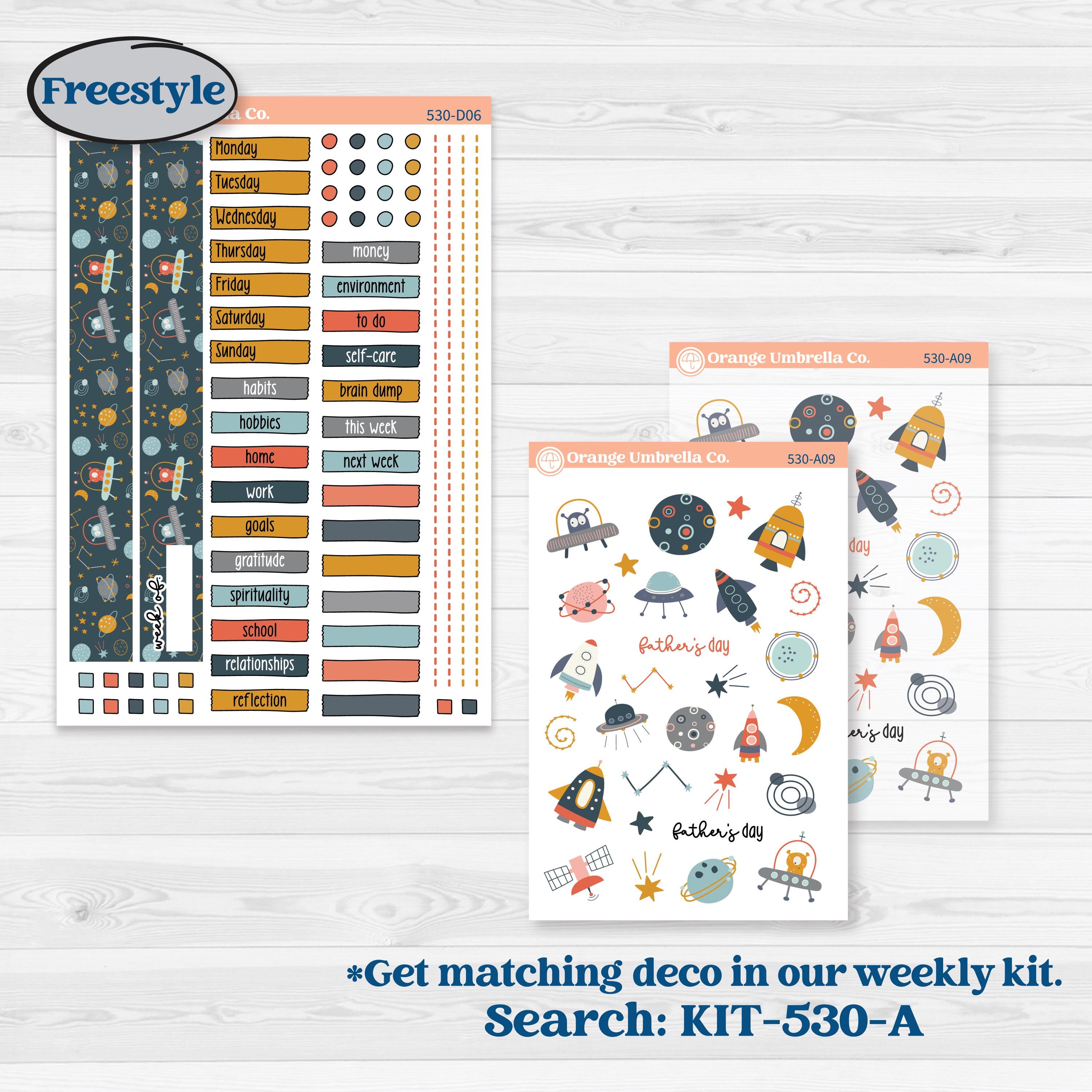 Space Father’s Day | Journaling or Scrapbooking Kit | Creative Junk Journal Planner Stickers | Outta This World | KIT-530-D