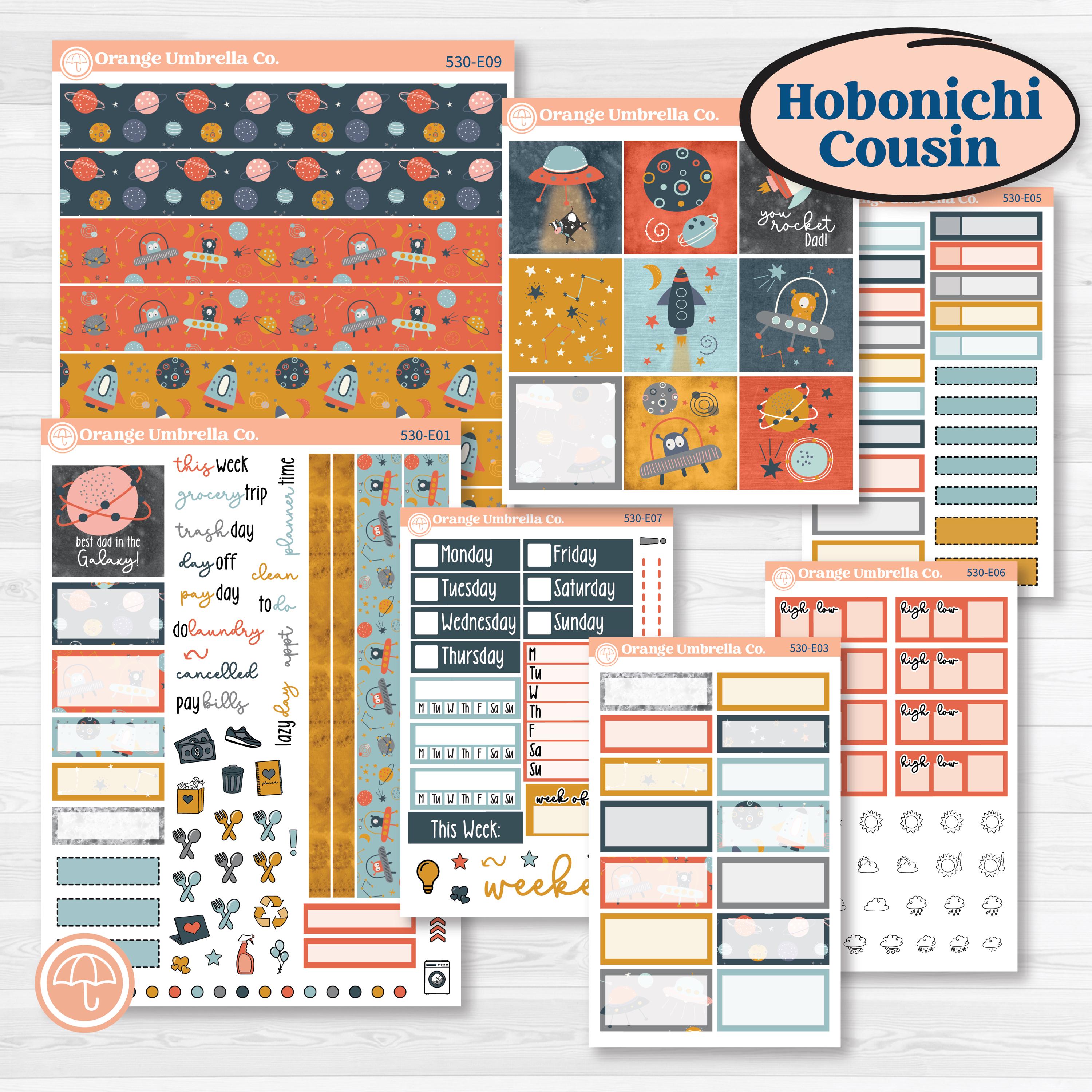 Space Father’s Day | Hobonichi Cousin Weekly & Daily Planner Kit Stickers | Outta This World | KIT-530-E