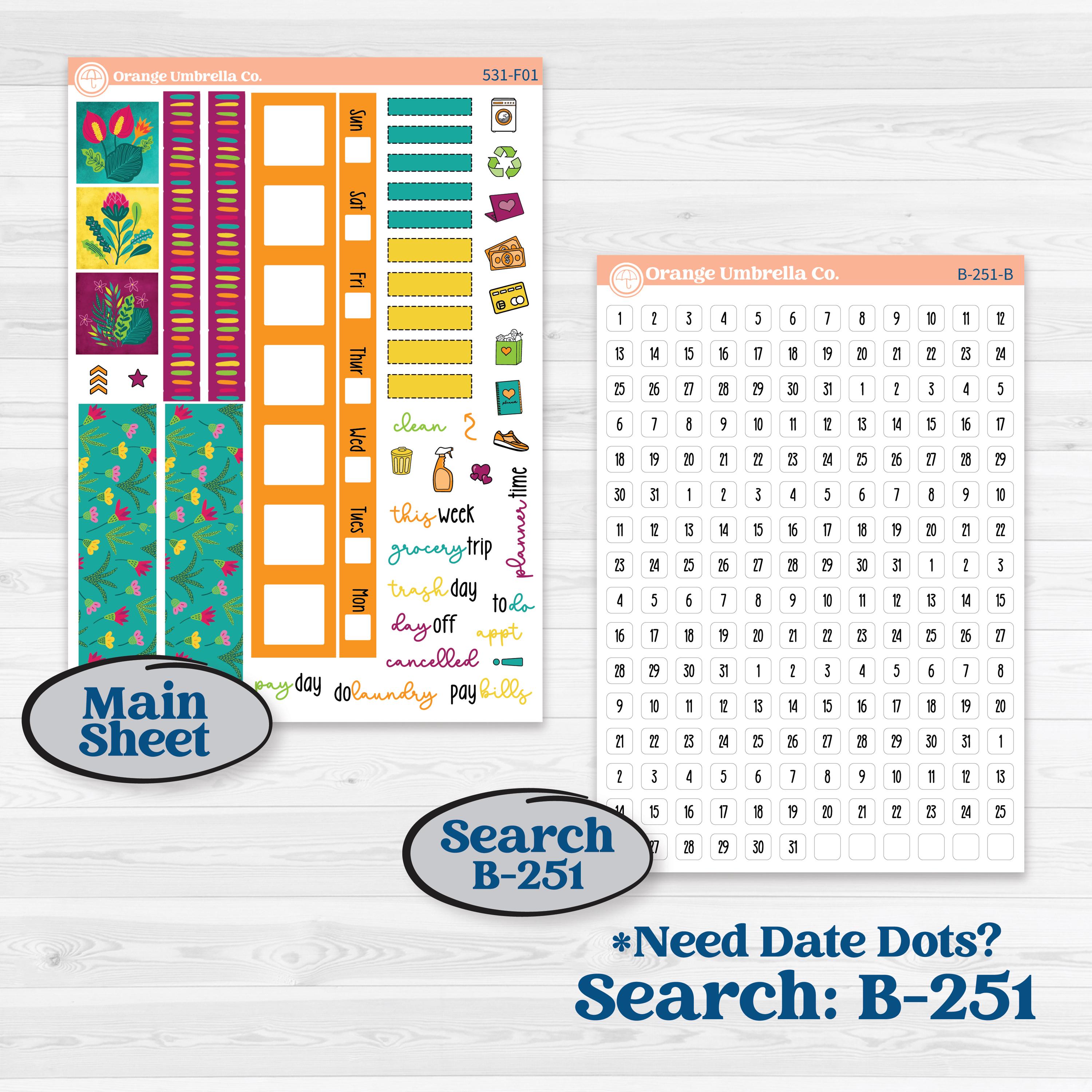 Tropical Island Jungle | Hobonichi Weeks Weekly Planner Kit Stickers | Polynesia | KIT-531-F
