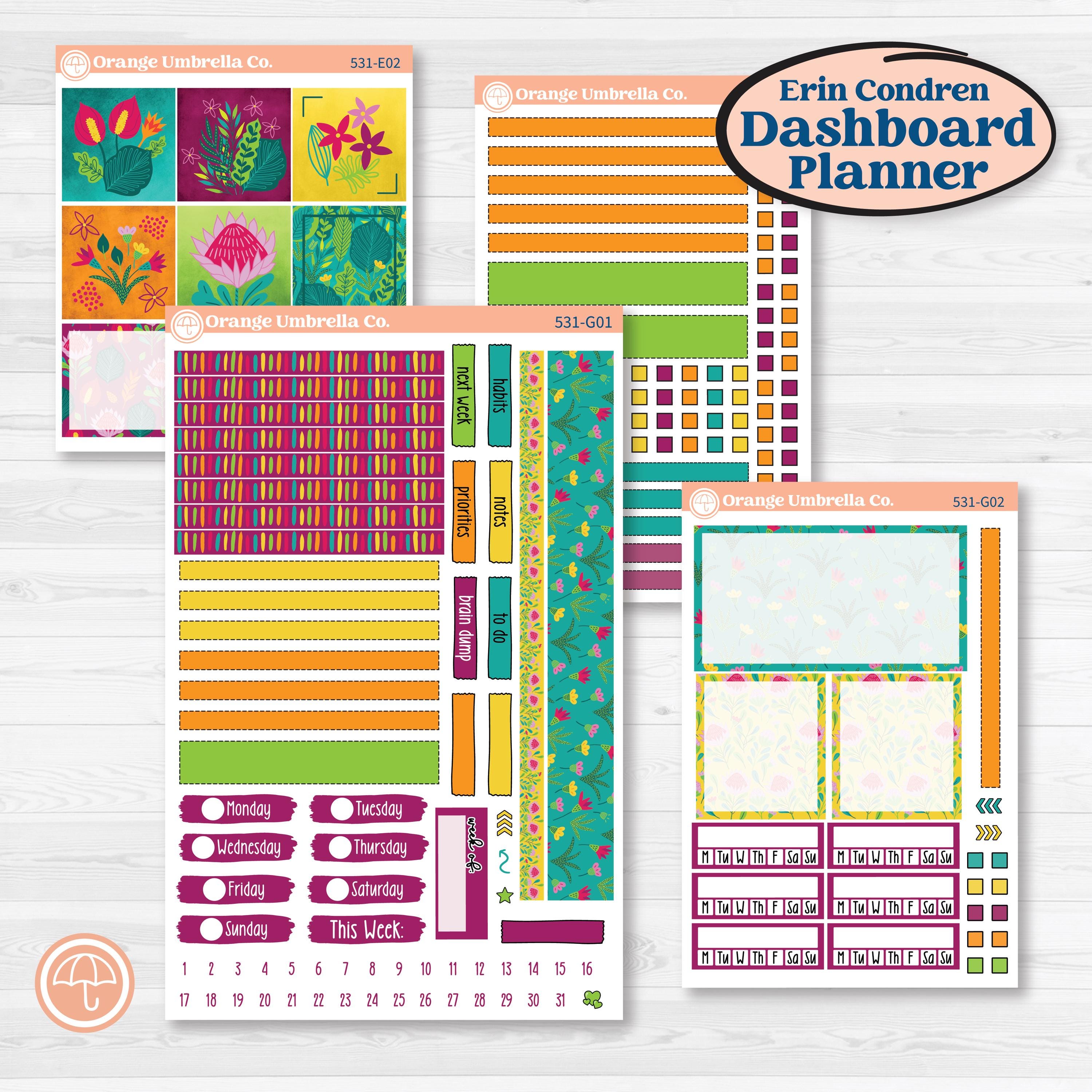 Tropical Island Jungle | Erin Condren Weekly Dashboard Planner Kit Stickers | Polynesia | KIT-531-G
