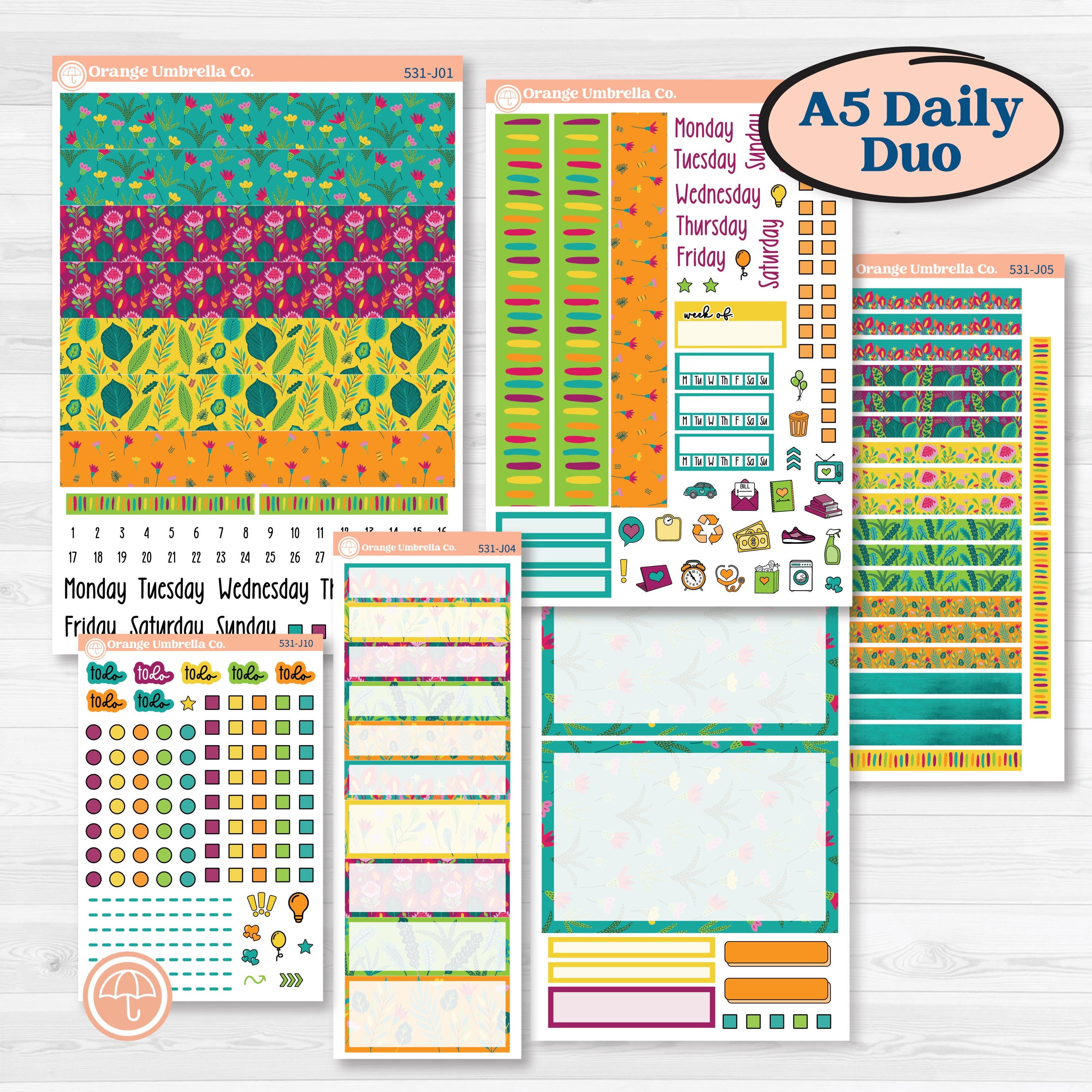 Tropical Island Jungle | A5 Daily Duo Planner Kit Stickers | Polynesia | KIT-531-J