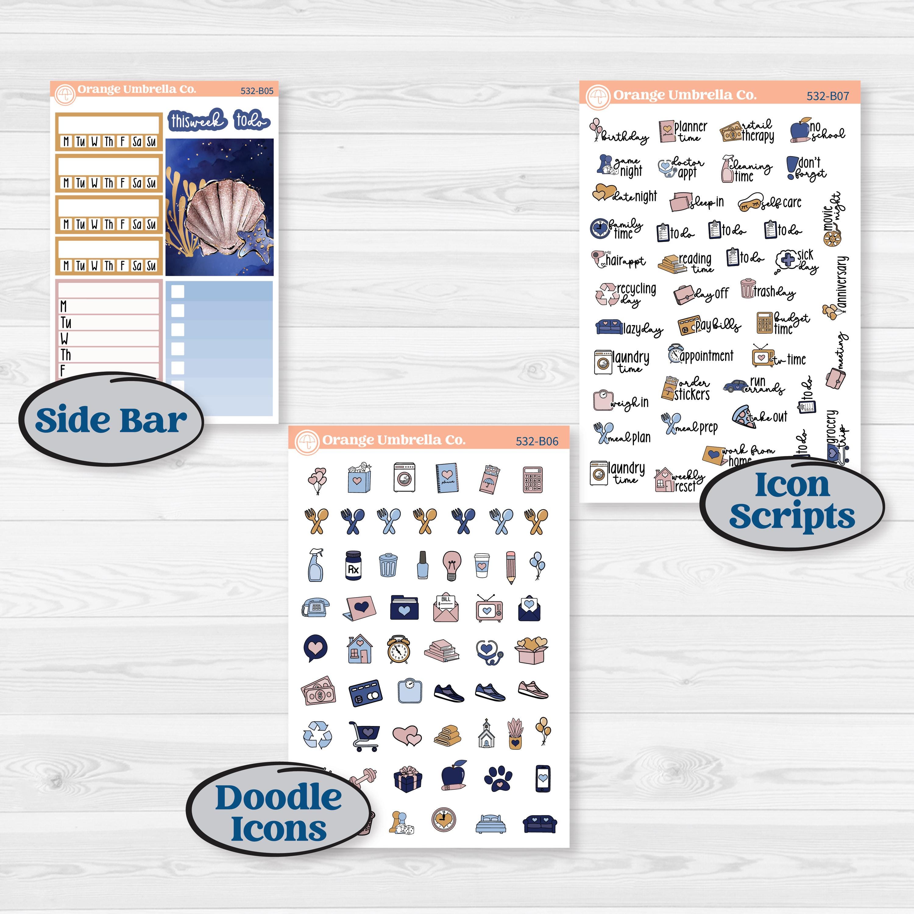 Starry Ocean and Sea Night | Weekly Add-On Planner Kit Stickers | Jonah | KIT-532-B
