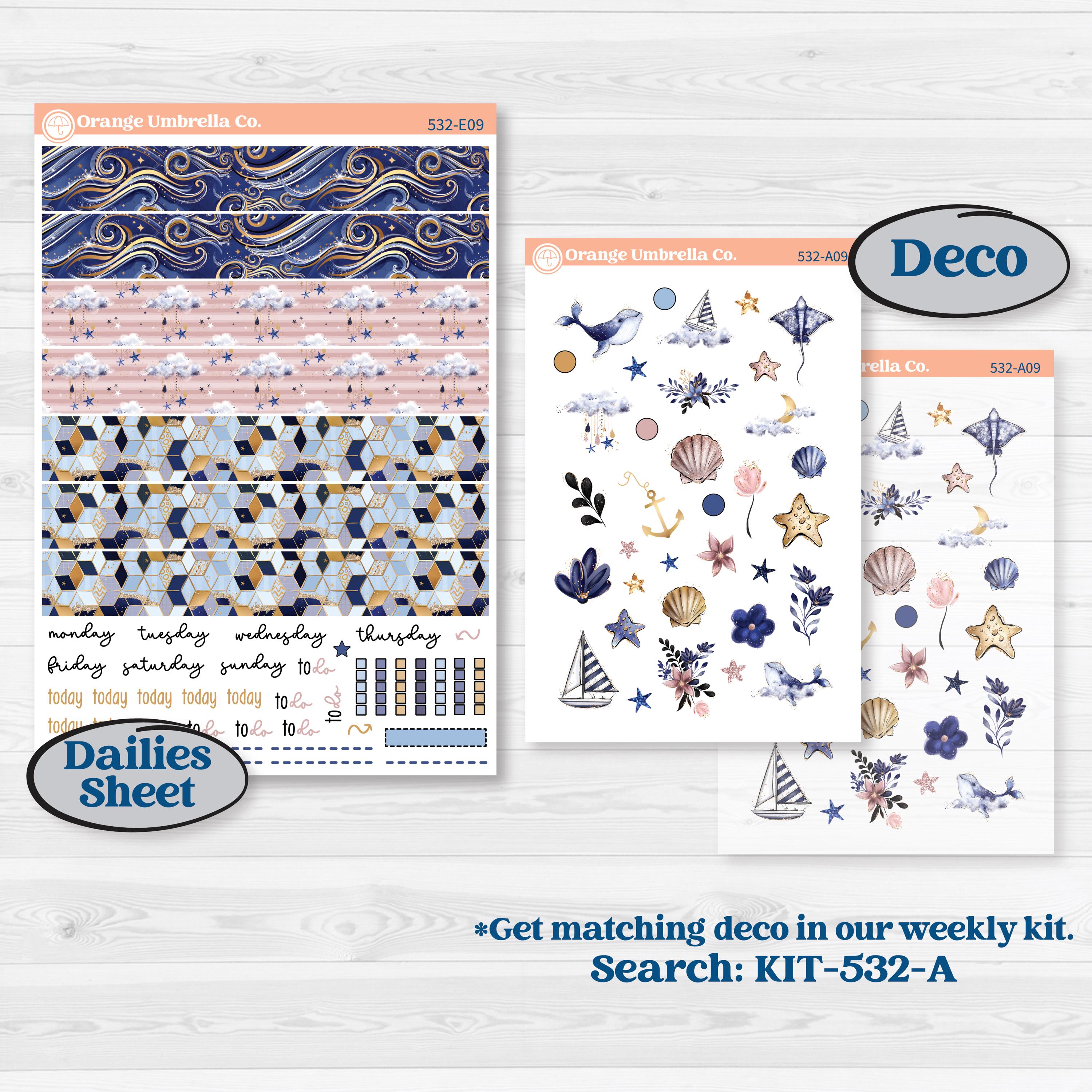 Starry Ocean and Sea Night | Hobonichi Cousin Weekly & Daily Planner Kit Stickers | Jonah | KIT-532-E