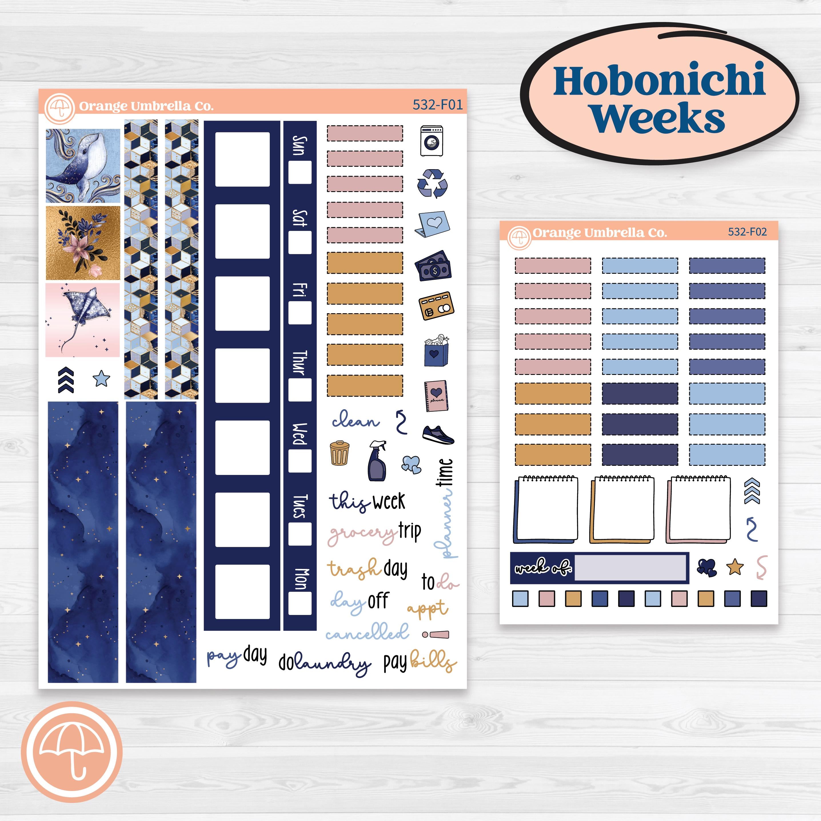 Starry Ocean and Sea Night | Hobonichi Weeks Weekly Planner Kit Stickers | Jonah | KIT-532-F