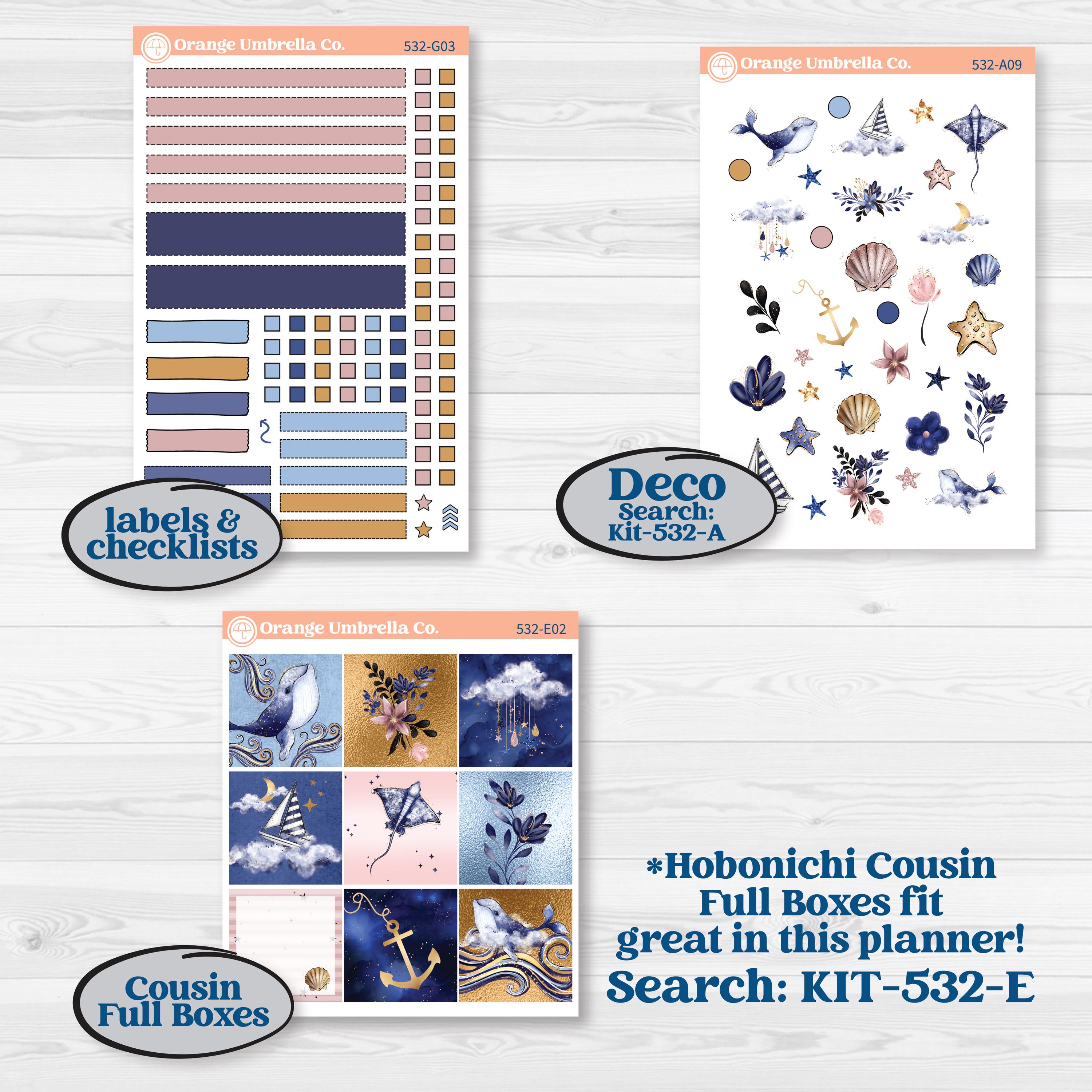 Starry Ocean and Sea Night | Erin Condren Weekly Dashboard Planner Kit Stickers | Jonah | KIT-532-G