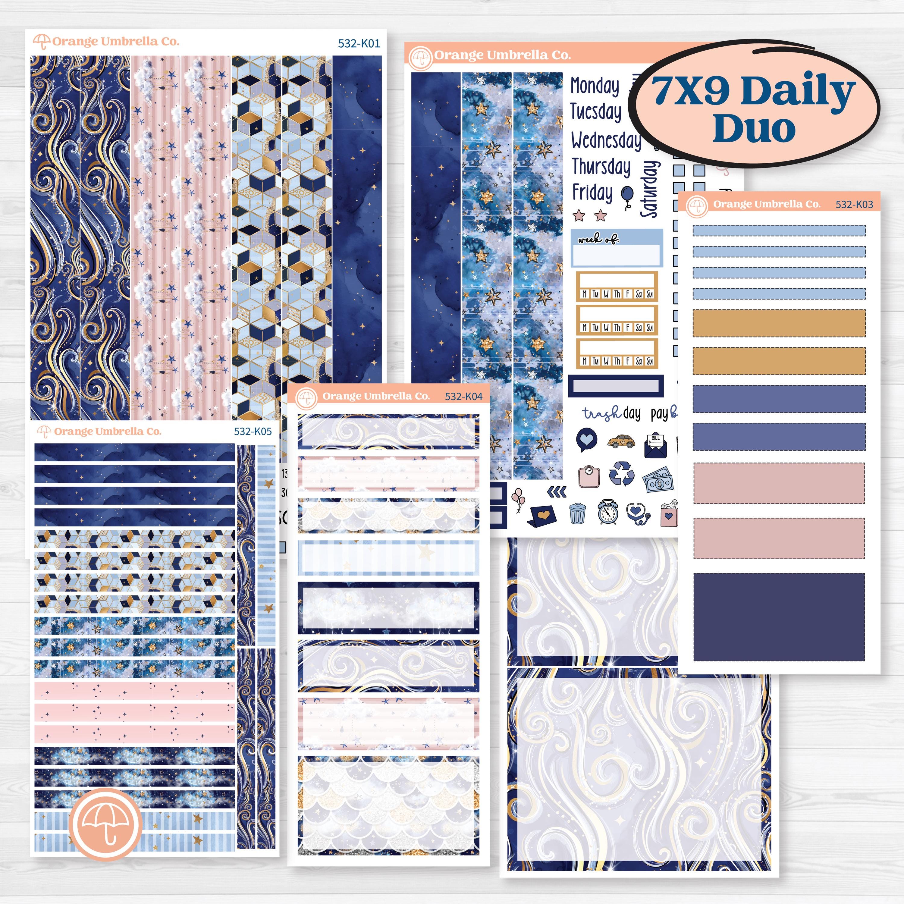 Starry Ocean and Sea Night | 7x9 Erin Condren Daily Duo Planner Kit Stickers | Jonah | KIT-532-K