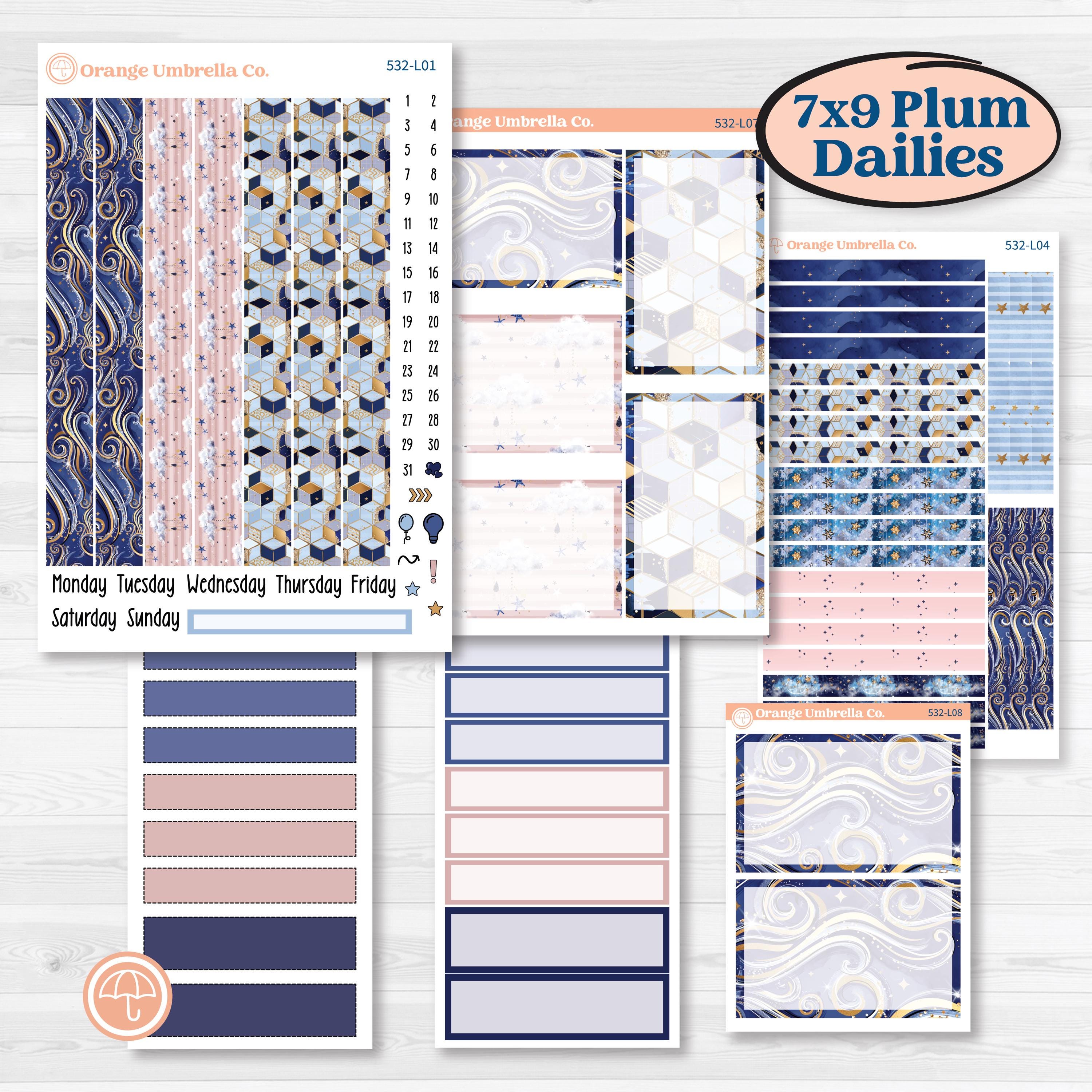 Starry Ocean and Sea Night | 7x9 Plum Daily Planner Kit Stickers | Jonah | KIT-532-L