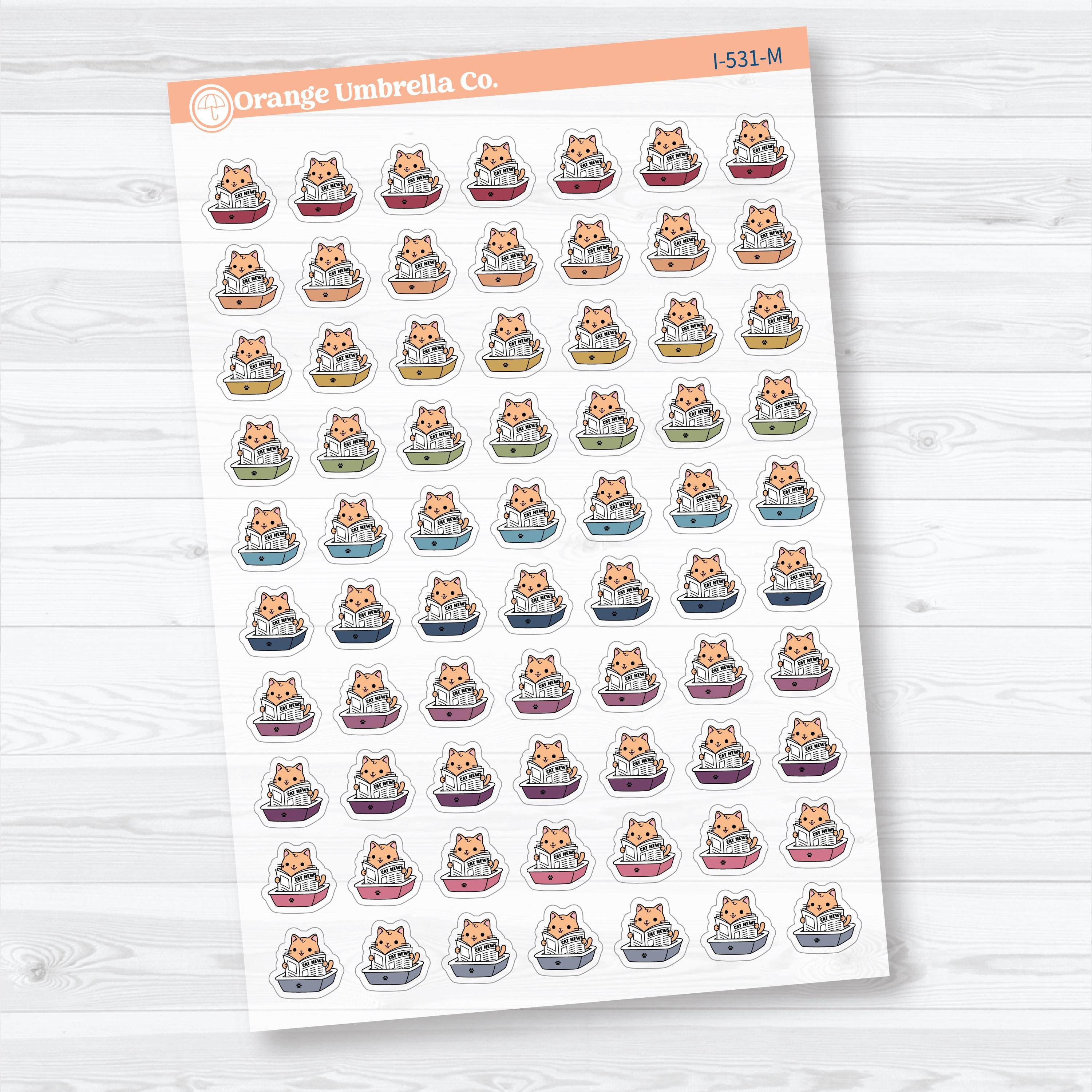 Mini Litter Box Spazz Clear Matte Icons | Planner Stickers | I-531-CM