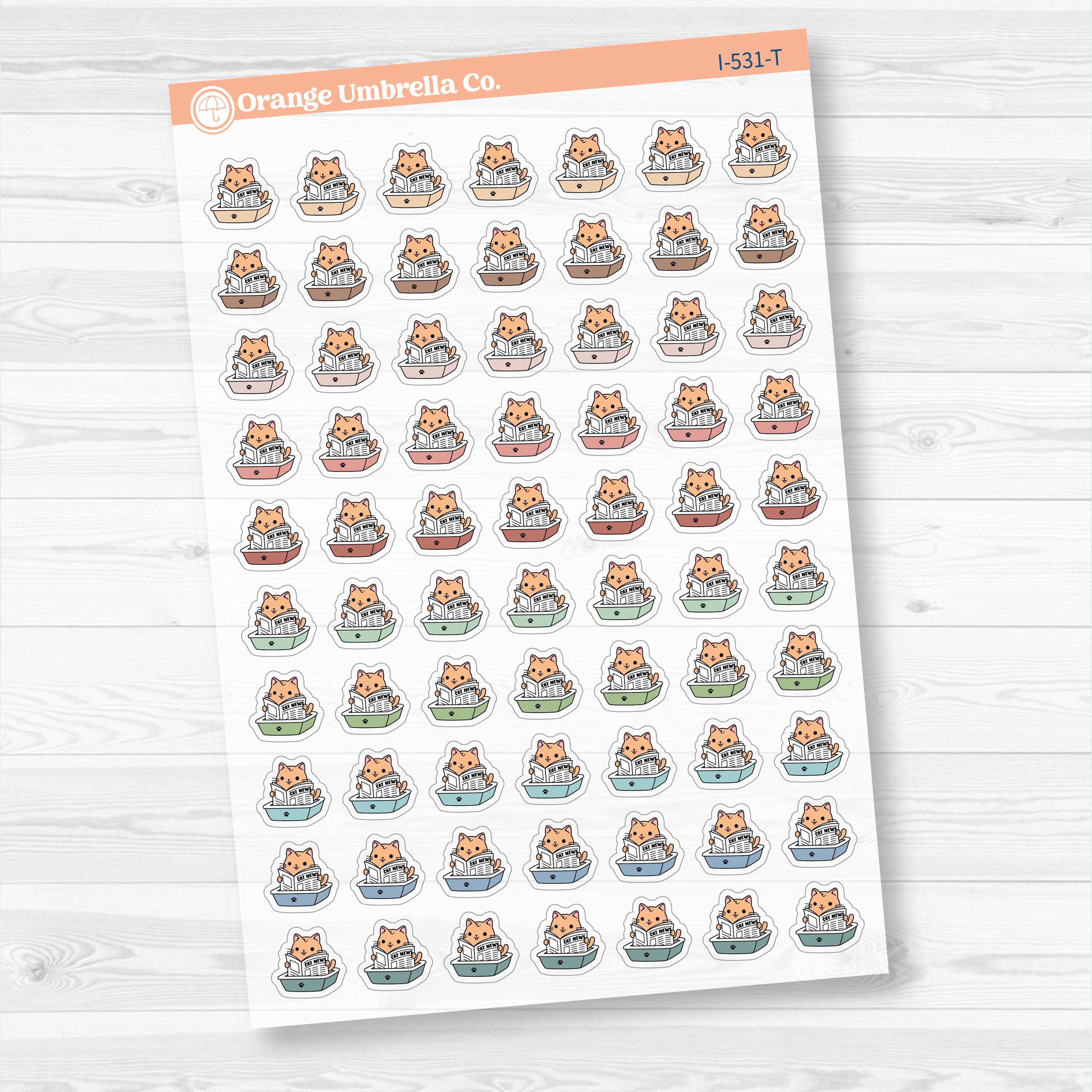 Mini Litter Box Spazz Clear Matte Icons | Planner Stickers | I-531-CM