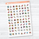 July Summer Themed Icons | Clear Matte Planner Stickers | I-047-CM