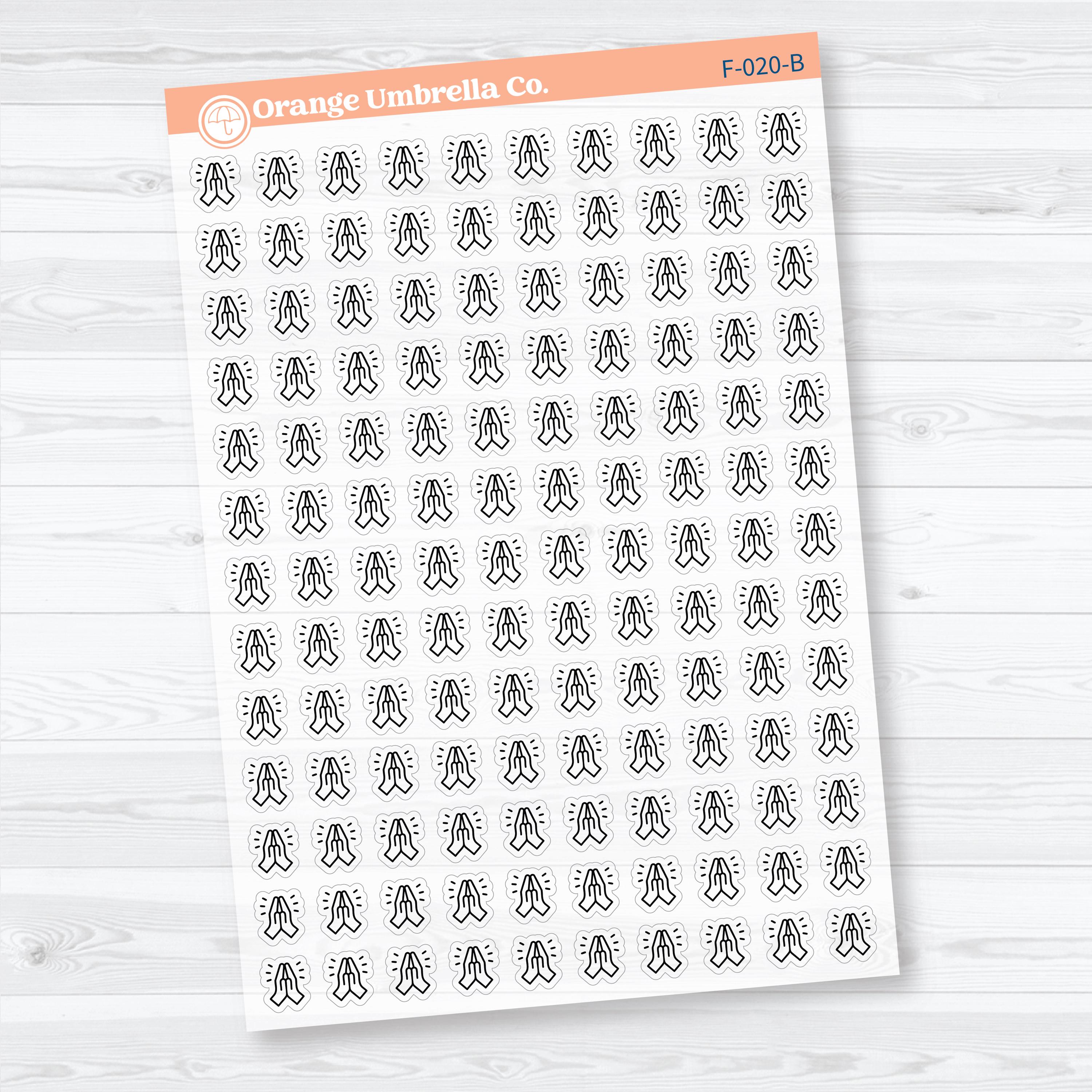 Praying Hands Inductive Method Clear Matte Faith Icons Planner Stickers | F-020-CM
