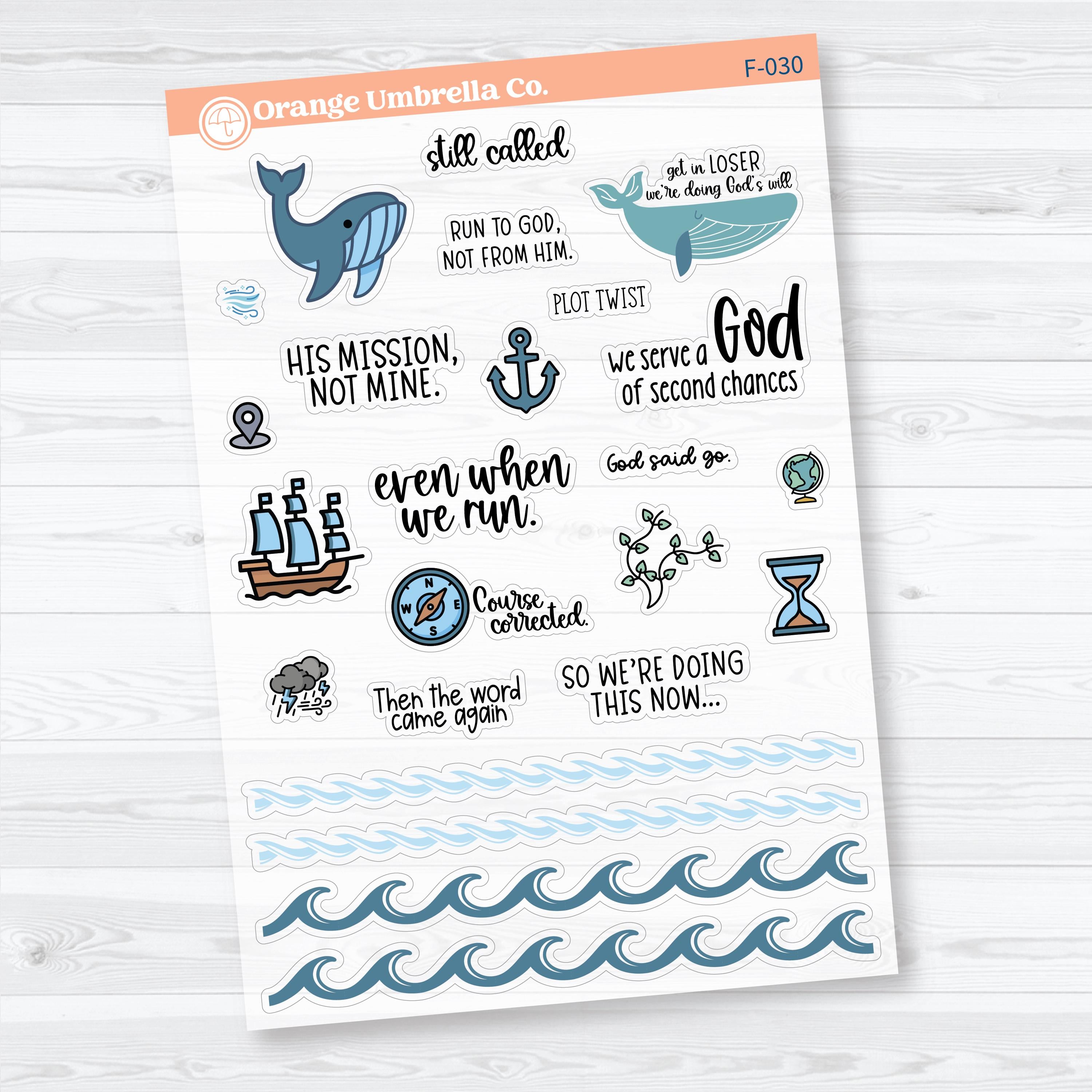 Jonah Bible Study Clear Matte Faith-Based Planner & Bible Journaling Stickers | F-028–F-030-CM