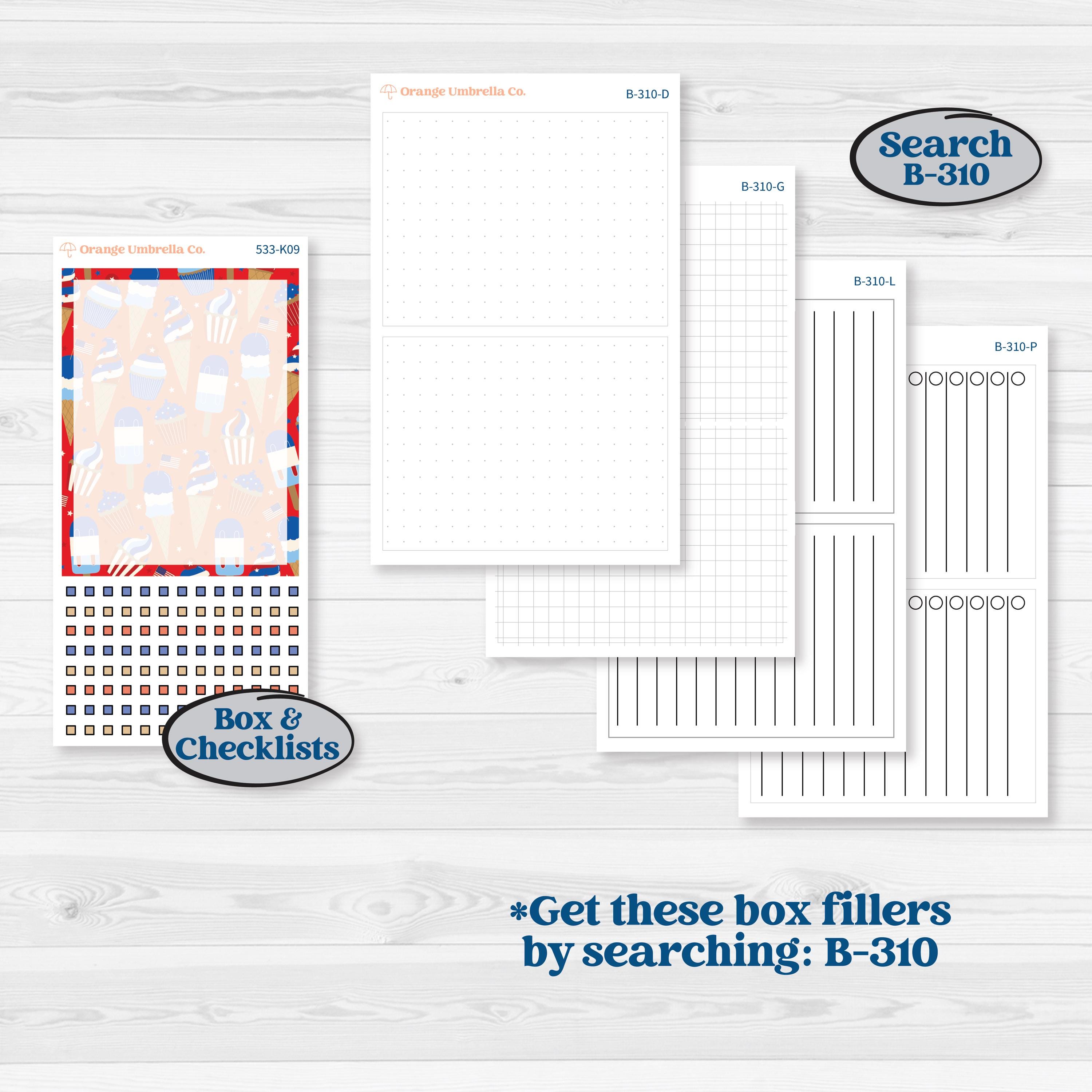 Fourth of July | 7x9 Erin Condren Daily Duo Planner Kit Stickers | Red White & Kaboom | KIT-533-K