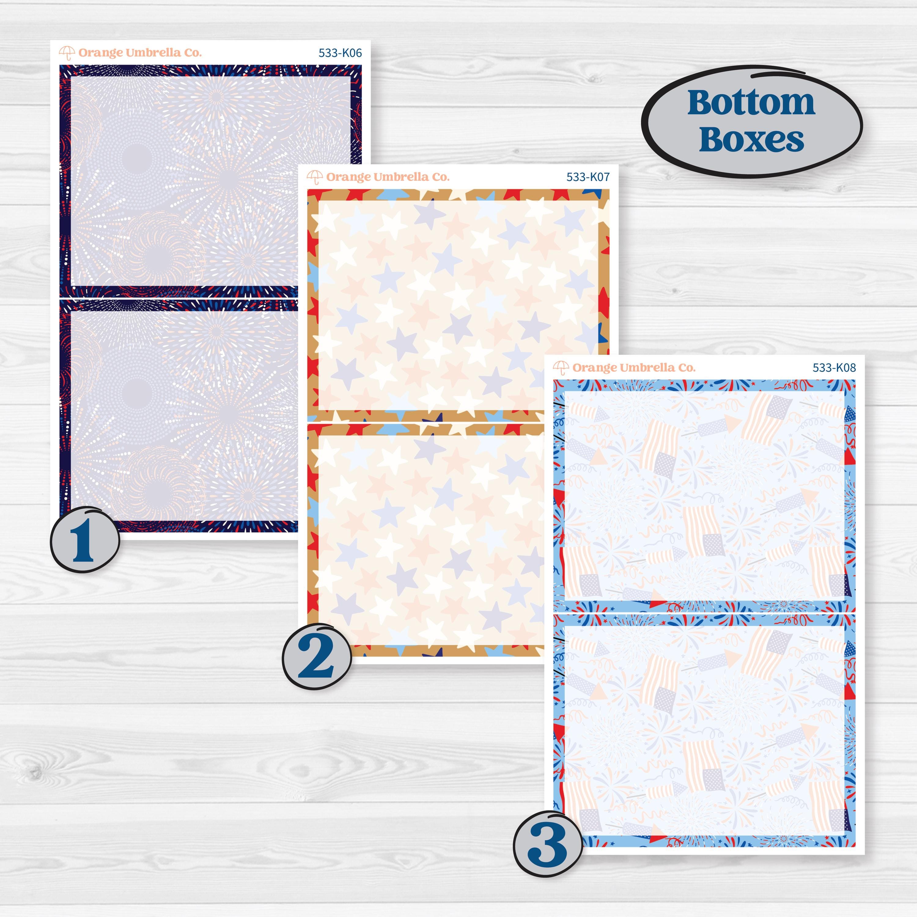 Fourth of July | 7x9 Erin Condren Daily Duo Planner Kit Stickers | Red White & Kaboom | KIT-533-K