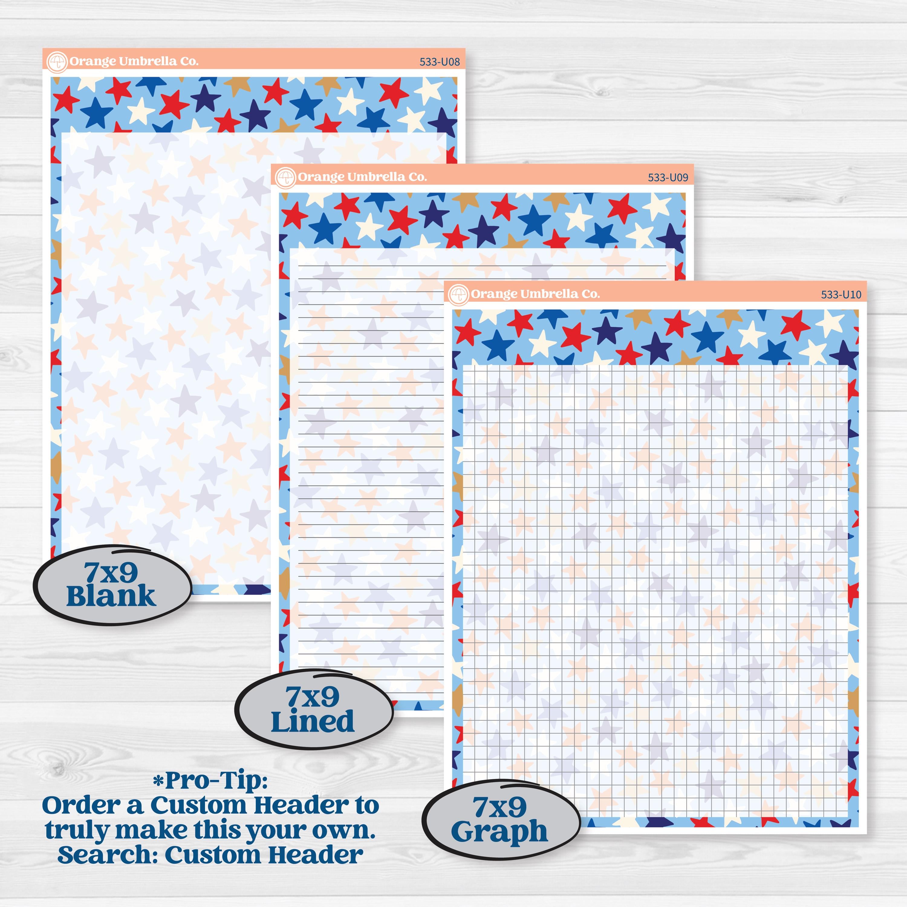 Fourth of July | A5 7x9 Create Your Own Monthly or Dashboard Universal | Monthly + Reading Log Sticker Kit | Red White & Kaboom | KIT-533-U