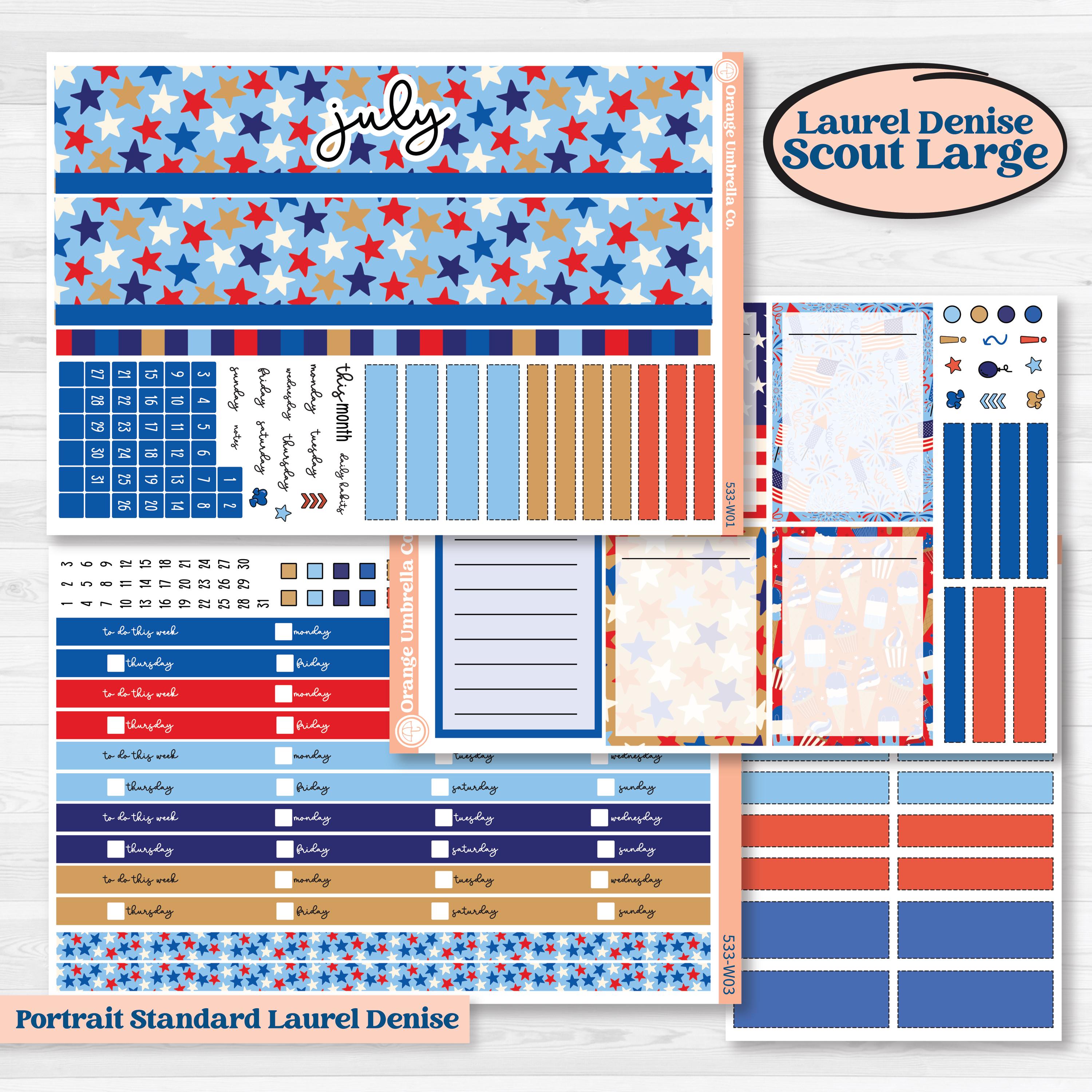 Fourth of July | Laurel Denise Scout Large Planner Kit Stickers | Red White & Kaboom | KIT-533-W