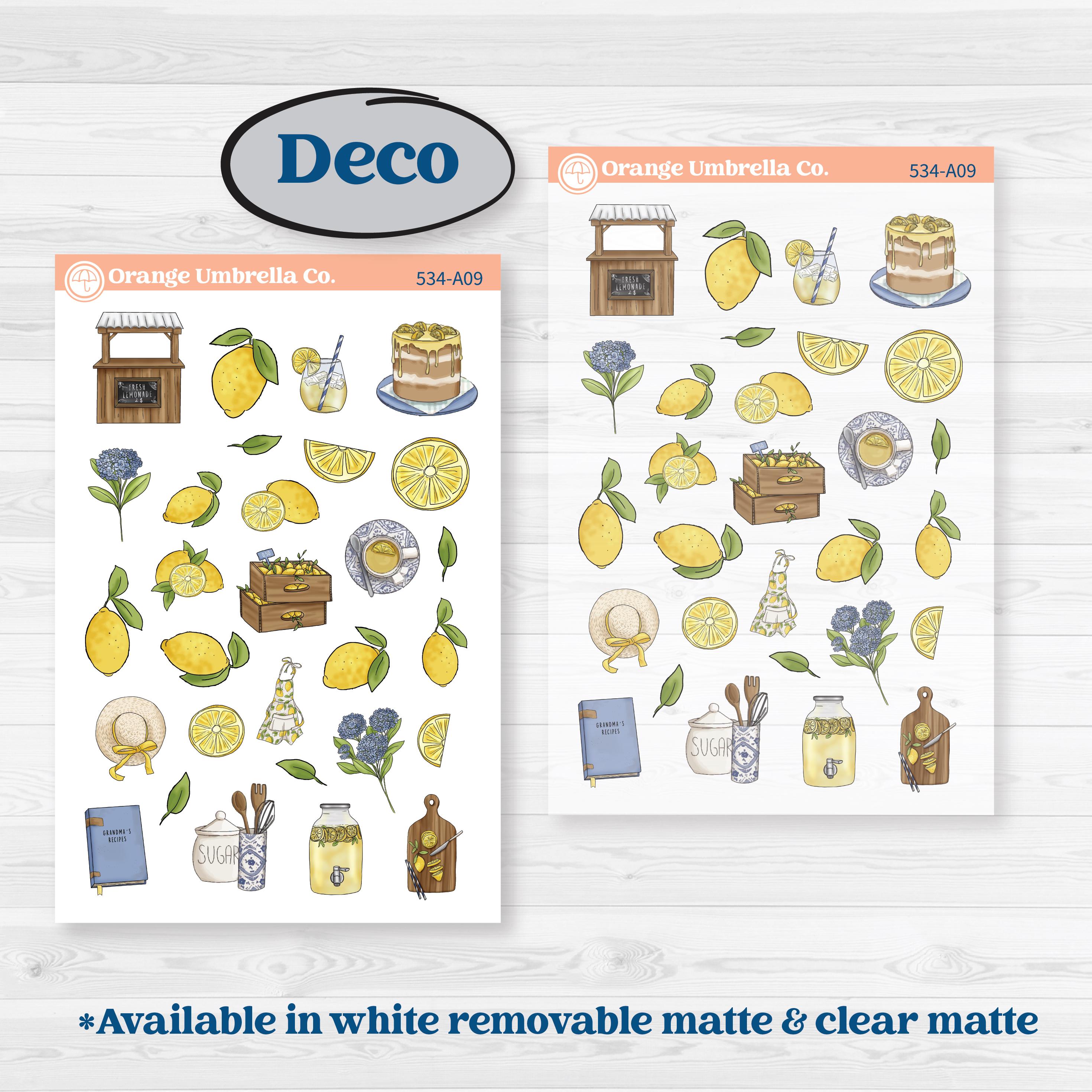 Summer Lemon Kit | Weekly Sticker Kit for Vertical Planners like Erin Condren | Lemonade Stand | KIT-534-A