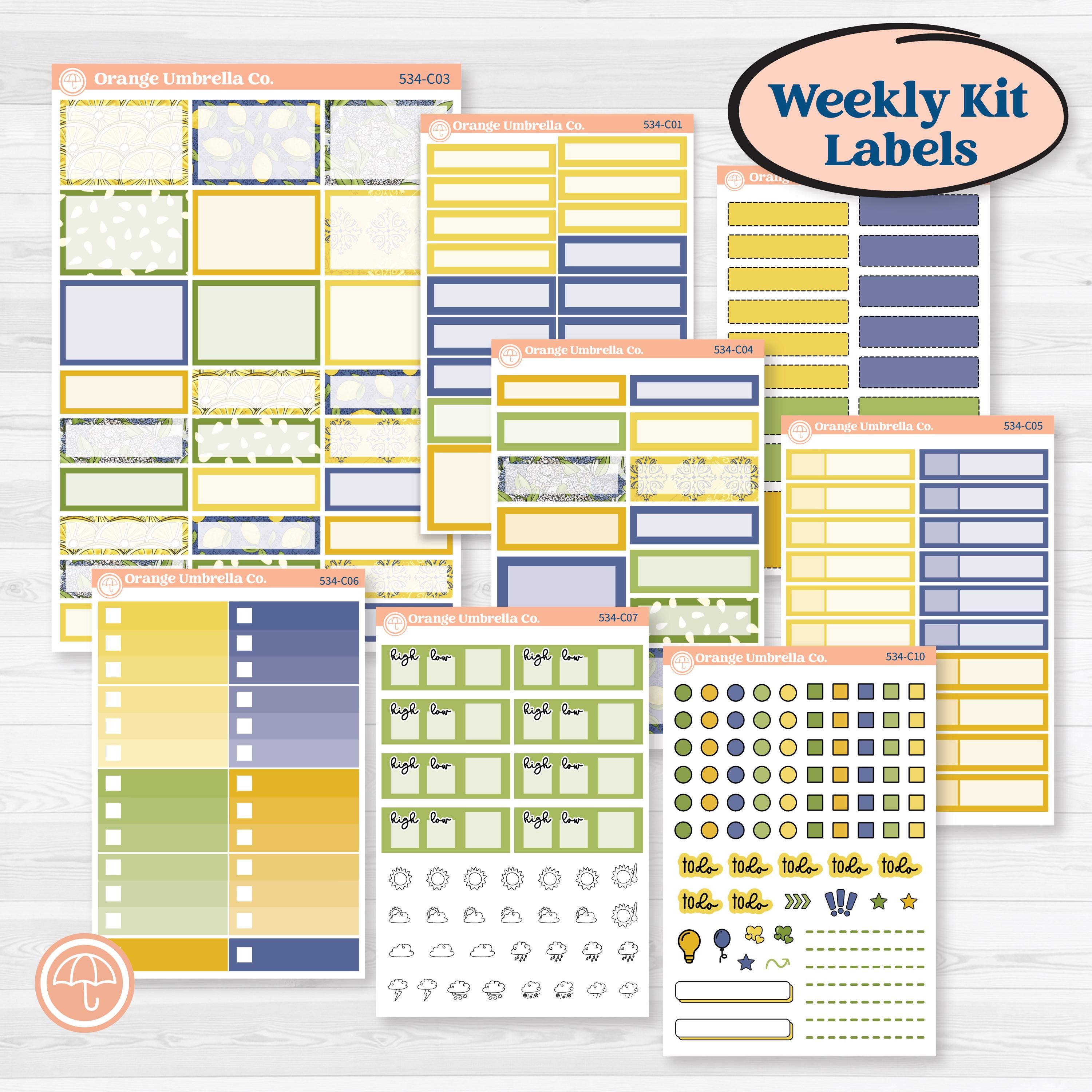 Summer Lemon Kit | Weekly Add-On Labels Planner Kit Stickers | Lemonade Stand | KIT-534-C