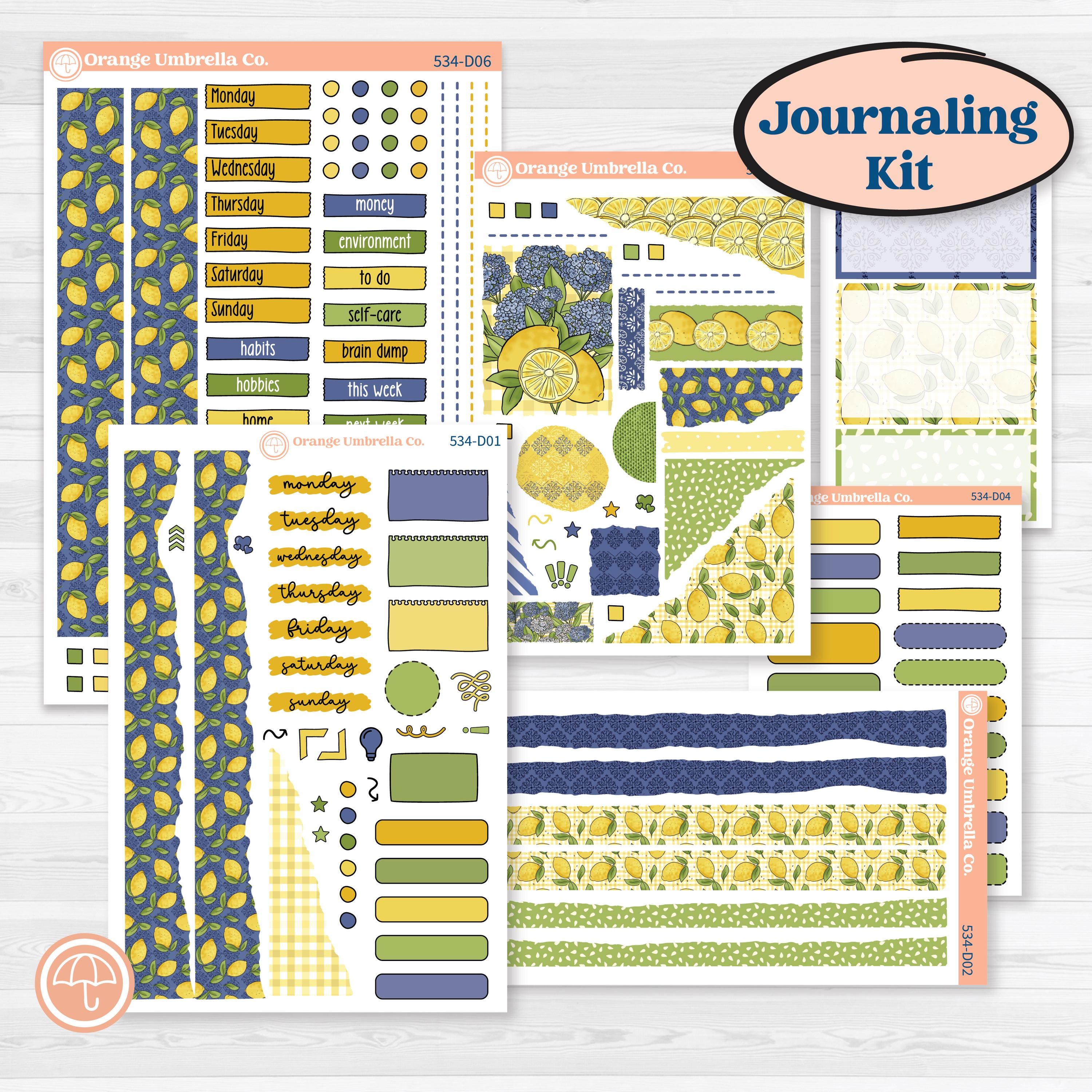 Summer Lemon Kit | Journaling or Scrapbooking Kit | Creative Junk Journal Planner Stickers | Lemonade Stand | KIT-534-D