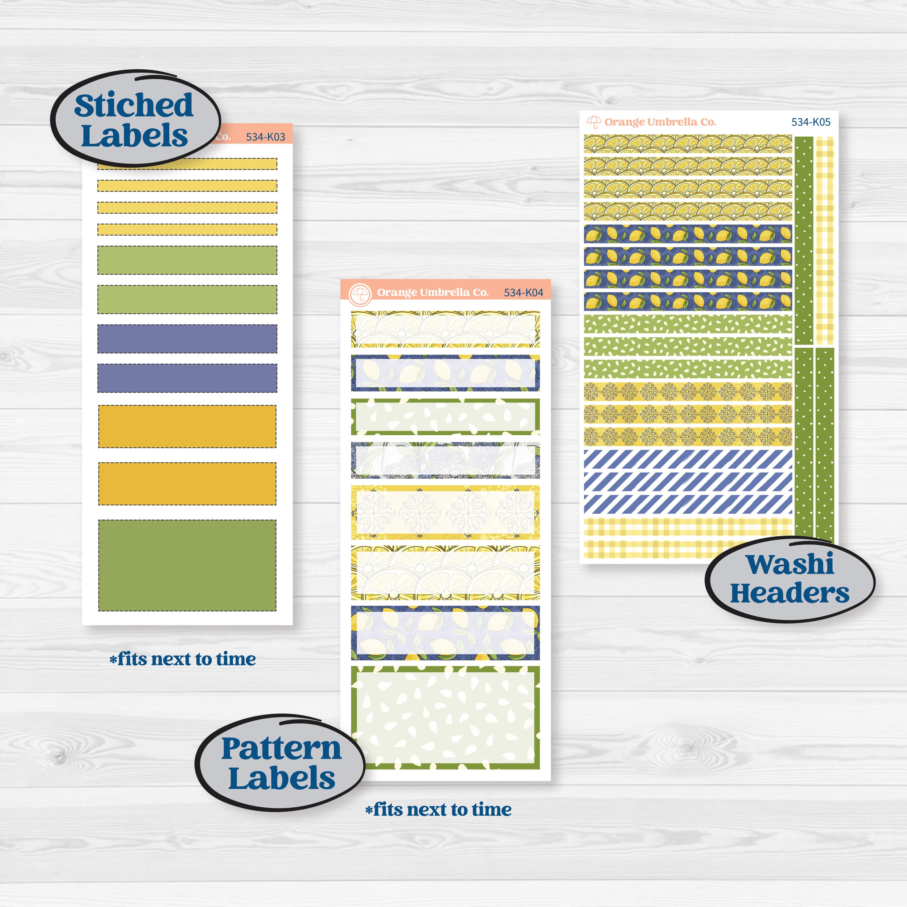 Summer Lemon Kit | 7x9 Erin Condren Daily Duo Planner Kit Stickers | Lemonade Stand | KIT-534-K