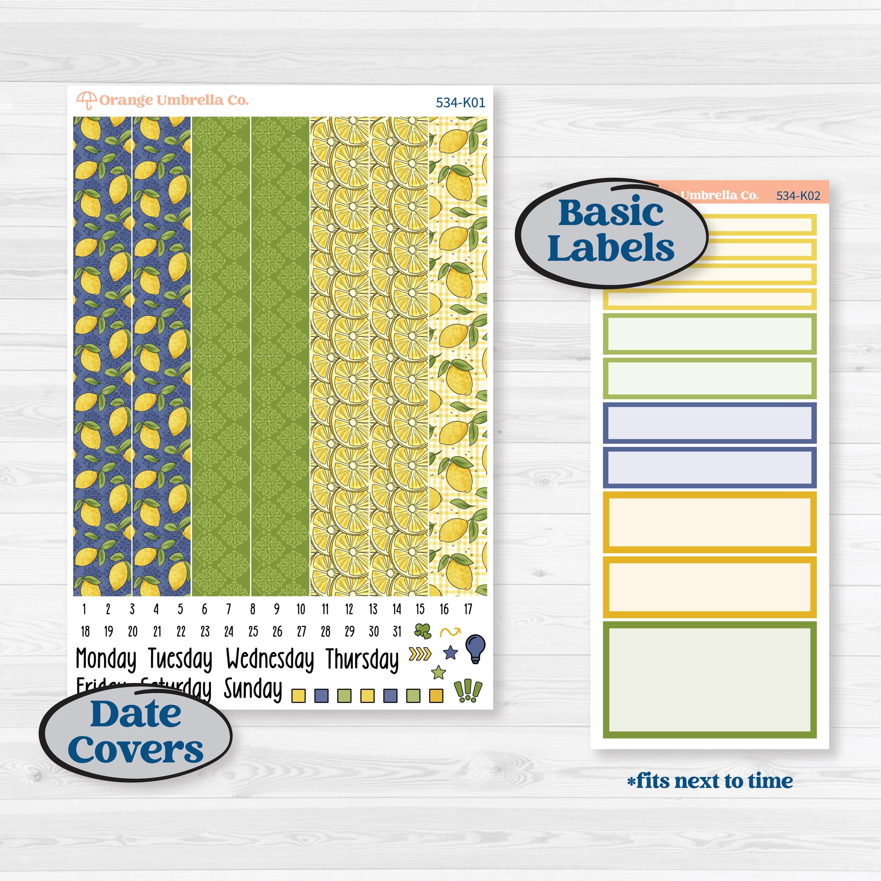 Summer Lemon Kit | 7x9 Erin Condren Daily Duo Planner Kit Stickers | Lemonade Stand | KIT-534-K