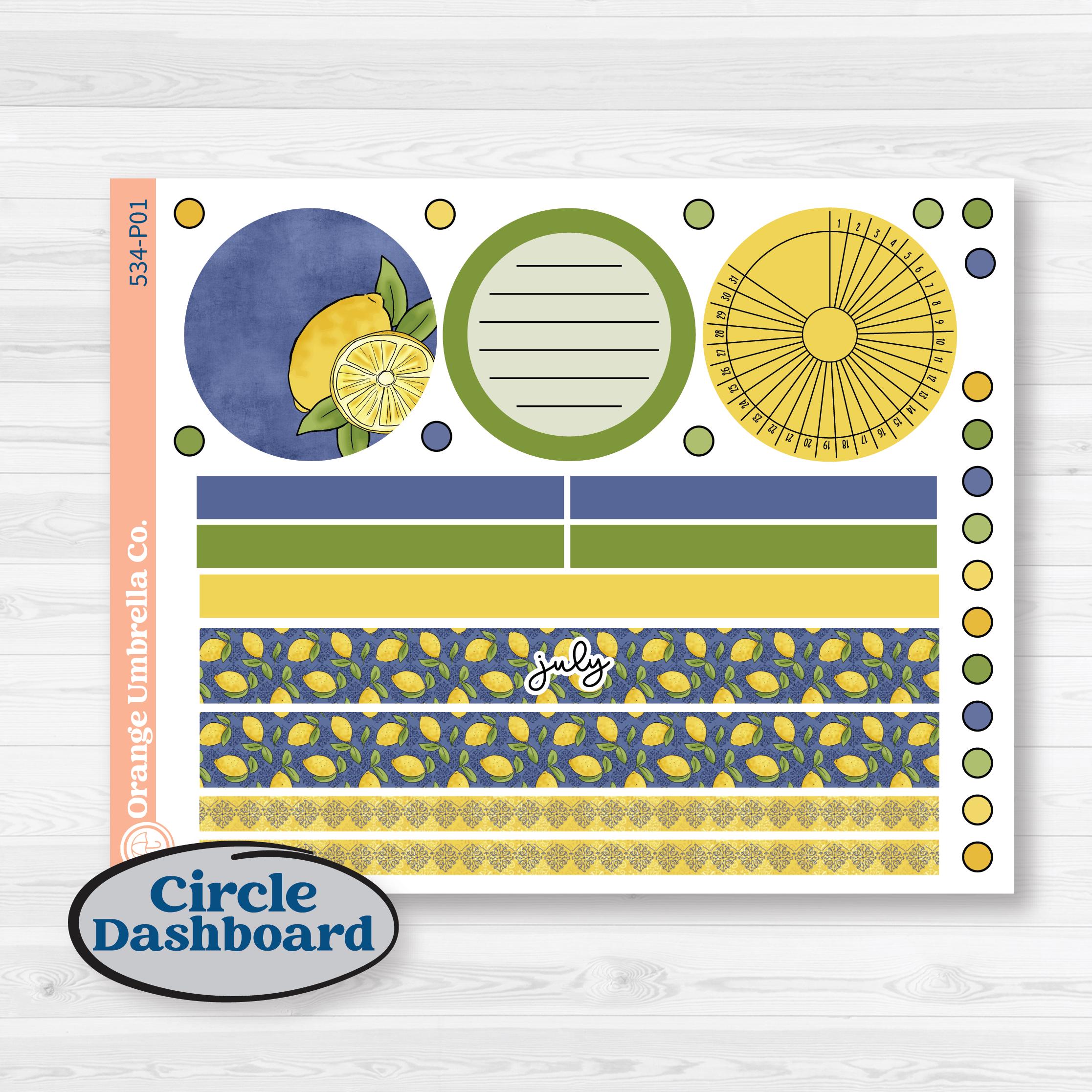 Summer Lemon Kit | A5 Plum Monthly & Dashboard Planner Kit Stickers | Lemonade Stand | KIT-34-P