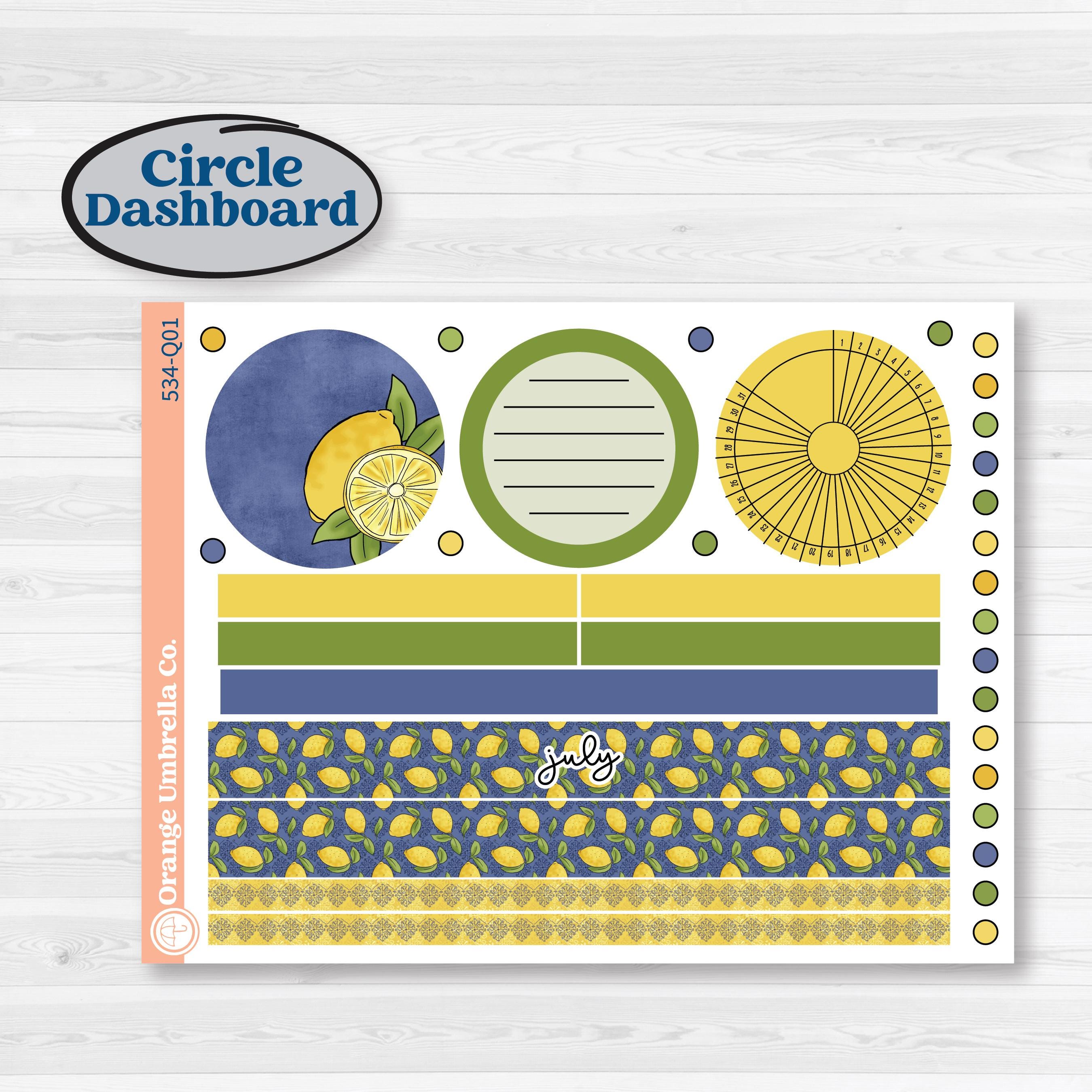 Summer Lemon Kit | 7x9 Plum Monthly & Dashboard Planner Kit Stickers | Lemonade Stand | KIT-534-Q