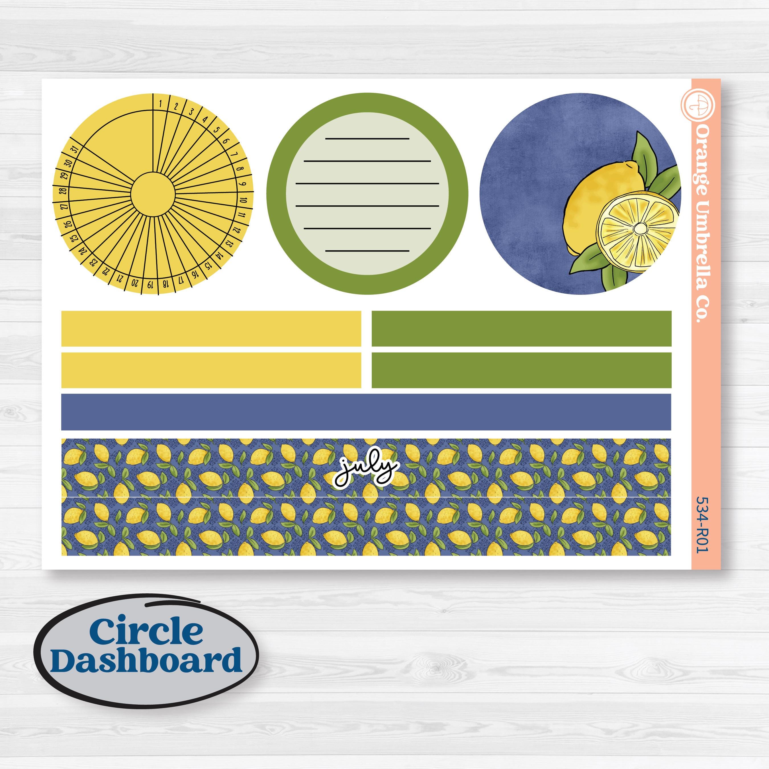 Summer Lemon Kit | 8.5x11 Plum Monthly & Dashboard Planner Kit Stickers | Lemonade Stand | KIT-534-R