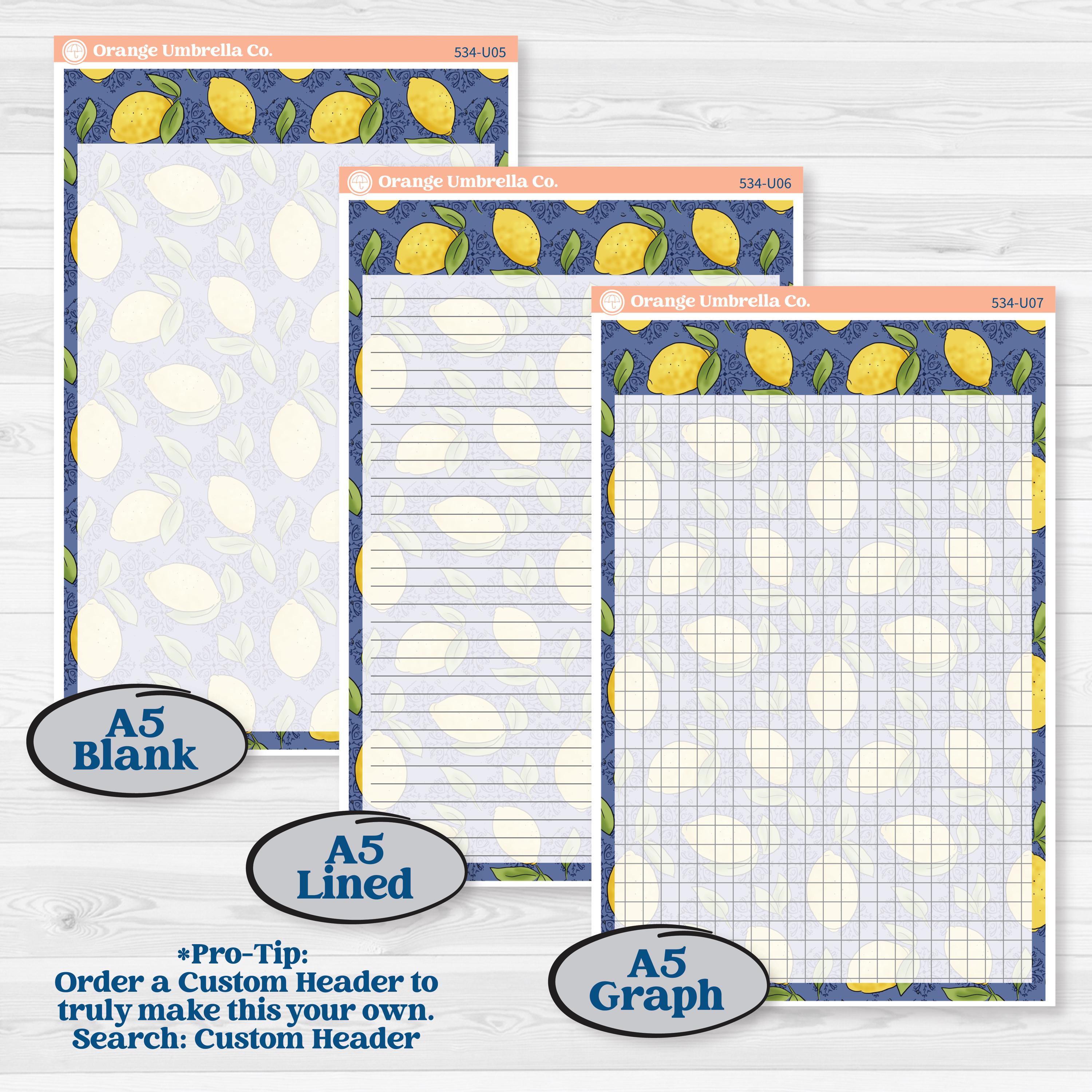 Summer Lemon Kit | A5 or 7x9 Create Your Own Monthly or Dashboard Universal | Monthly & Reading Log Sticker Kit | Lemonade Stand | KIT-534-U