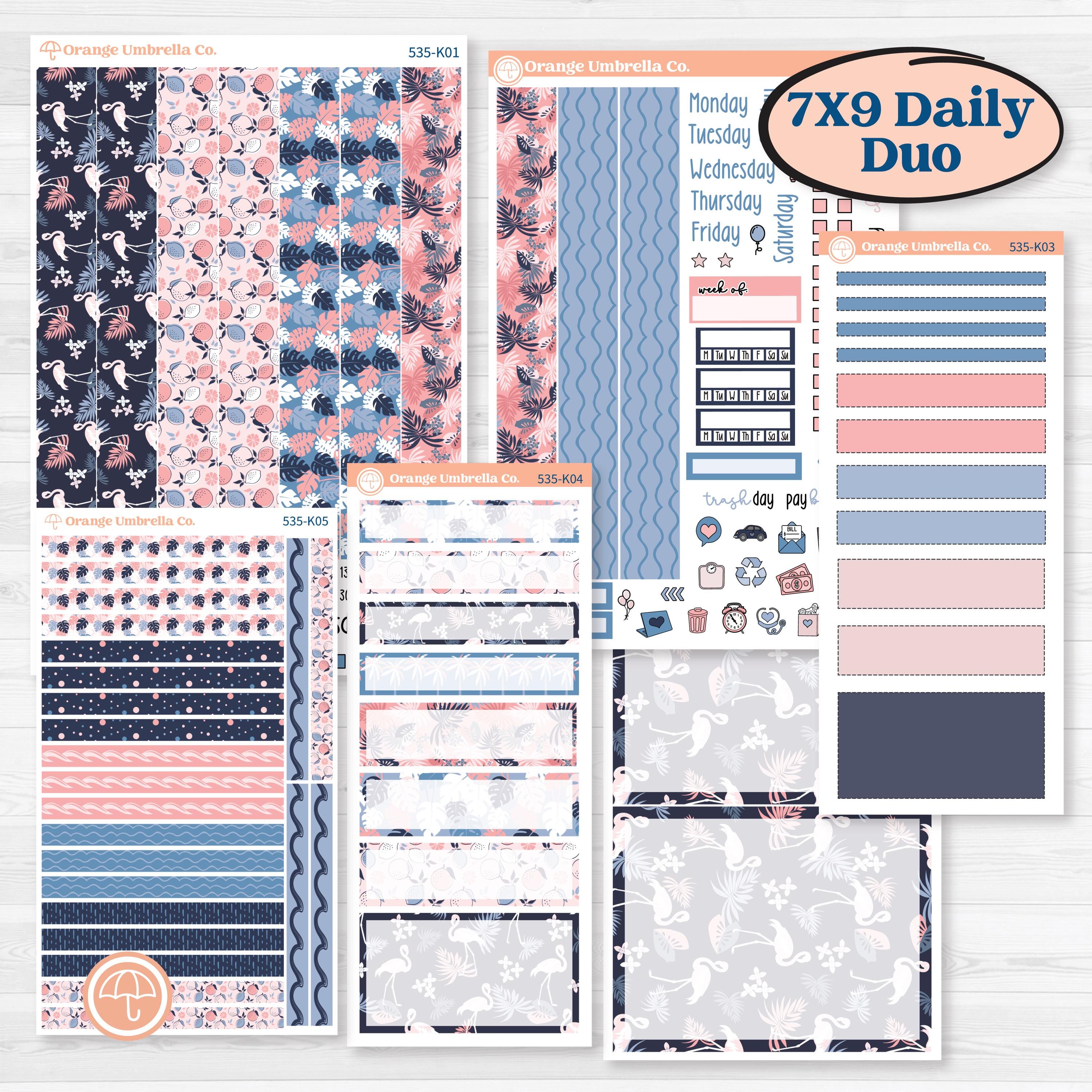 Tropical Flamingo | 7x9 Erin Condren Daily Duo Planner Kit Stickers | Island Time | KIT-535-K