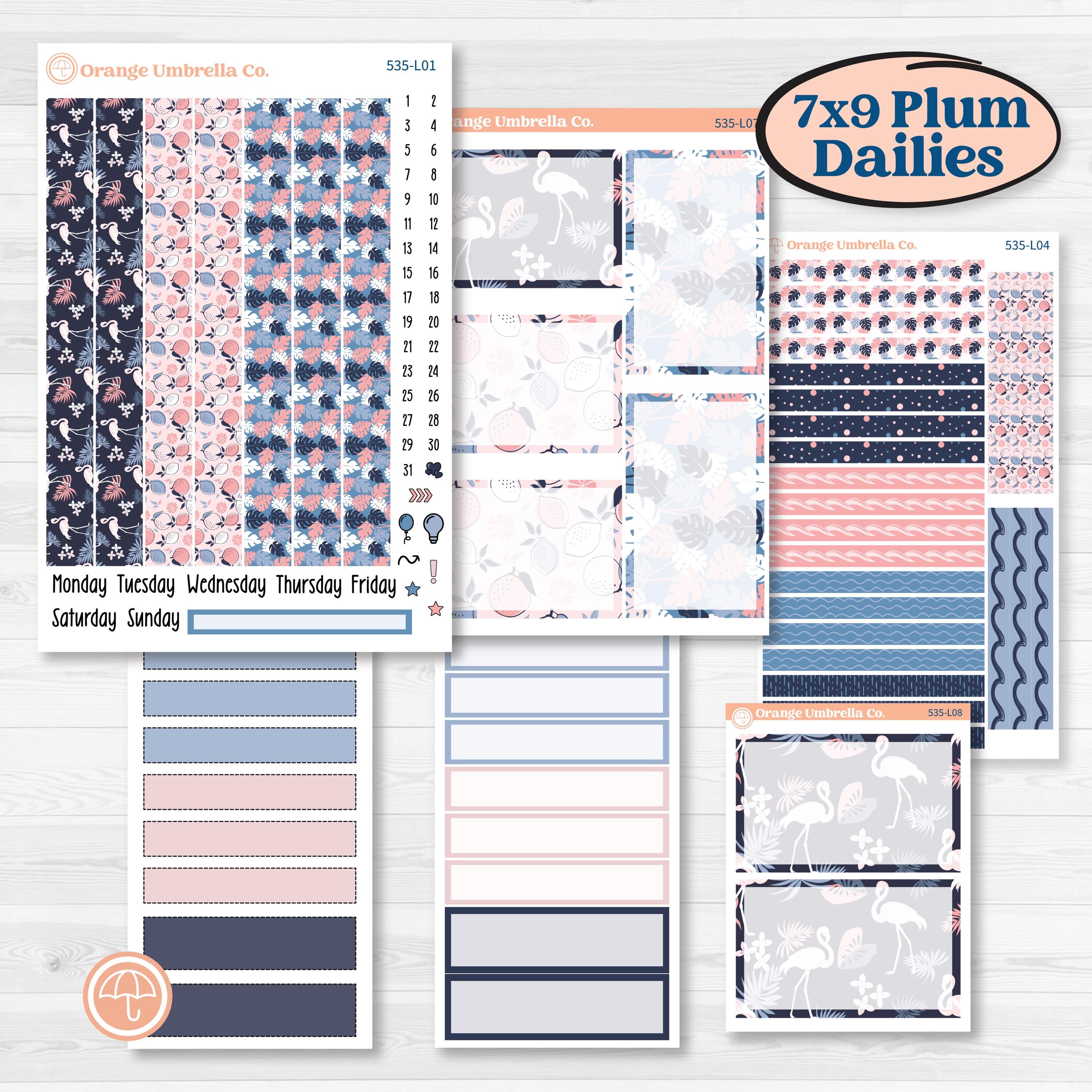 Tropical Flamingo | 7x9 Plum Daily Planner Kit Stickers | Island Time | KIT-535-L