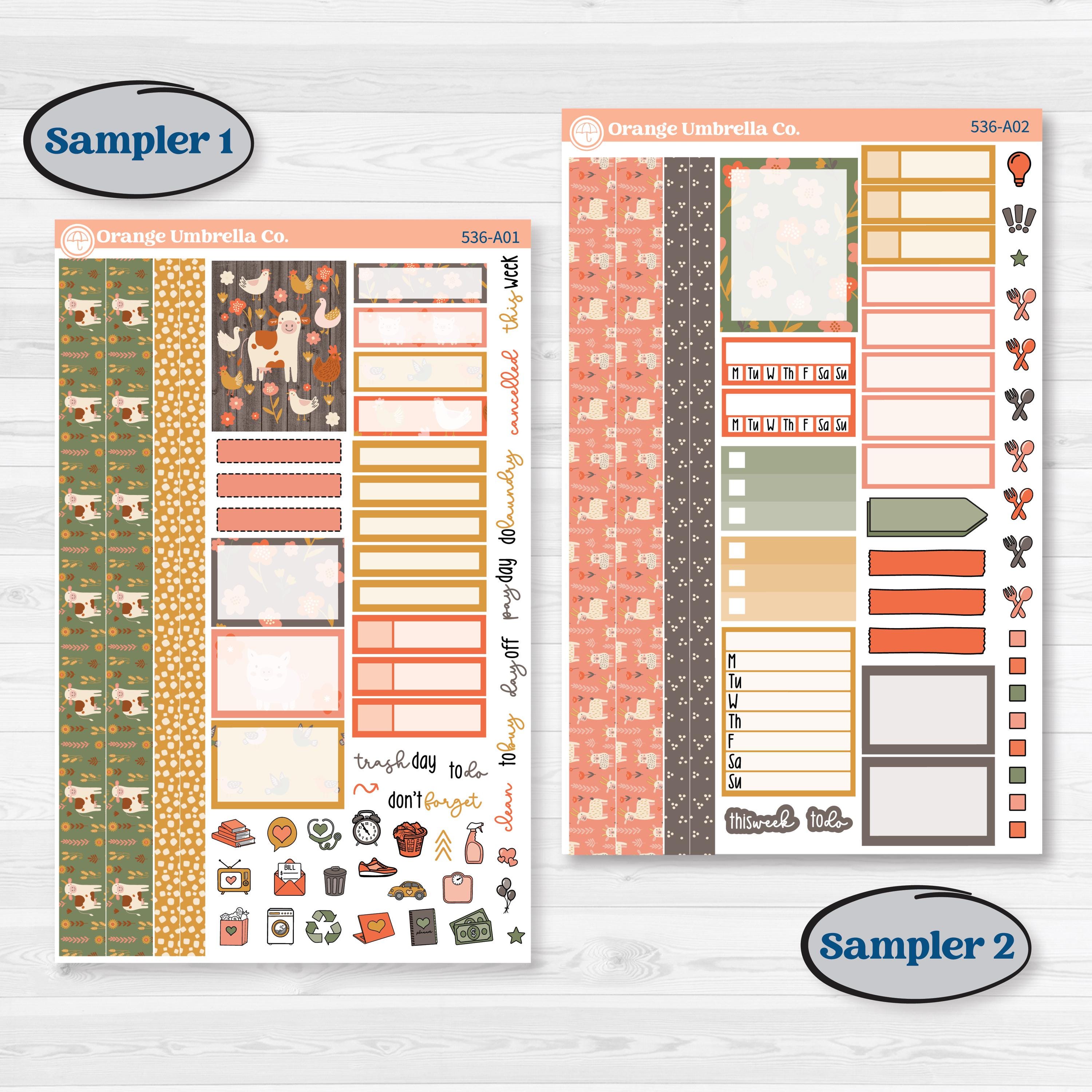 Playful Farmyard Kit | Weekly Sticker Kit for Vertical Planners like Erin Condren | The Plot Chickens | KIT-536-A