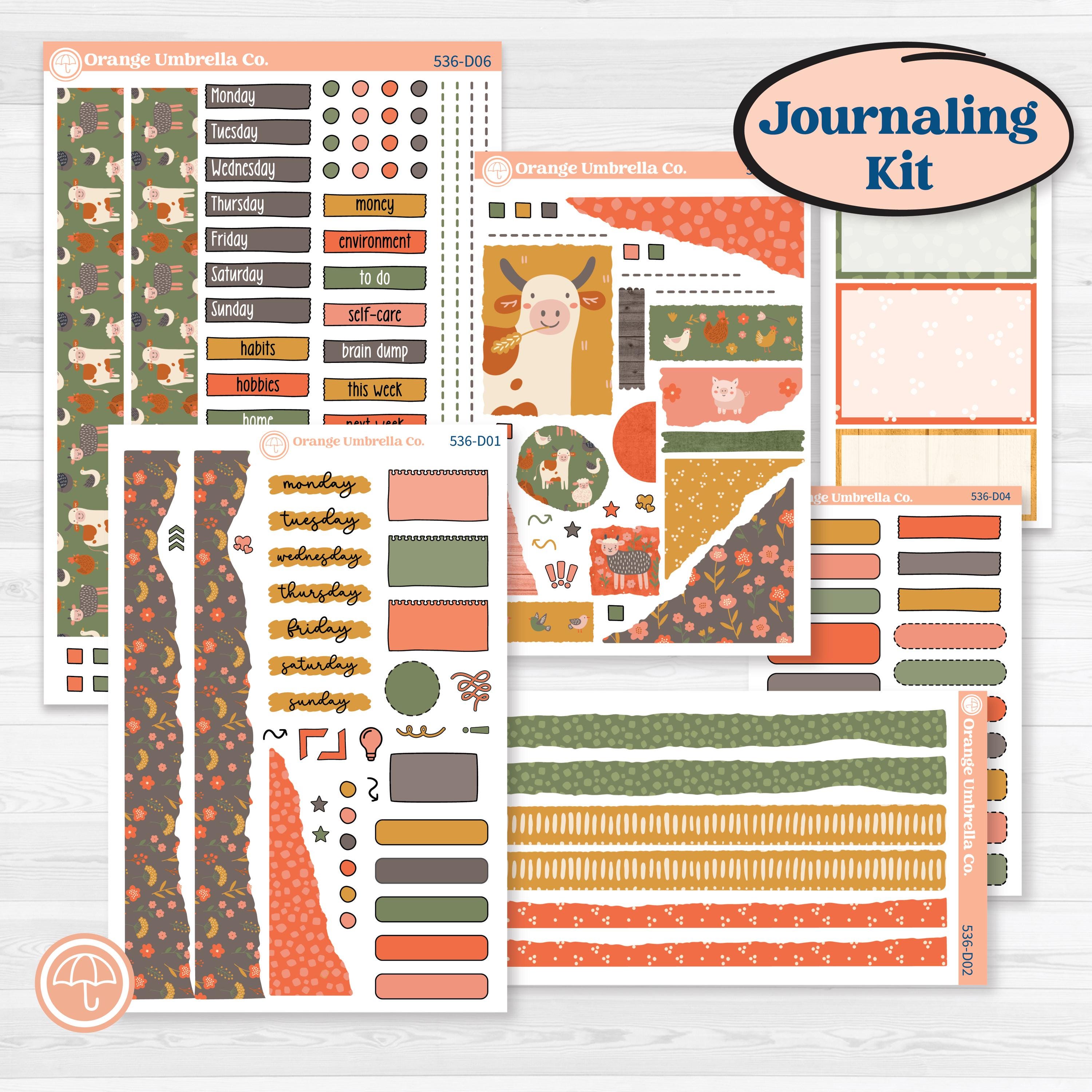 Playful Farmyard Kit | Journaling or Scrapbooking Kit | Creative Junk Journal Planner Stickers | The Plot Chickens | KIT-536-D