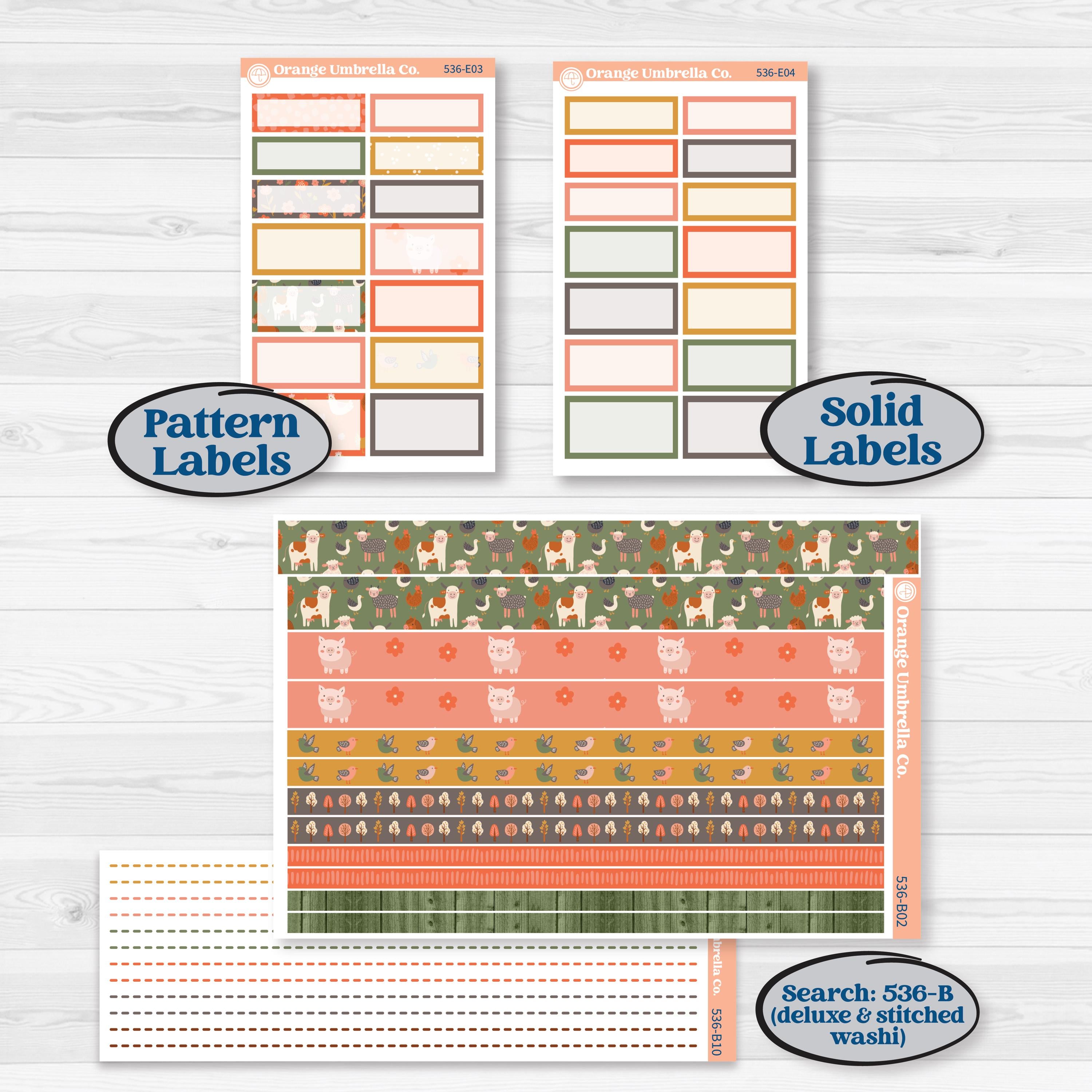Playful Farmyard Kit | Hobonichi Cousin Weekly & Daily Planner Kit Stickers | The Plot Chickens | KIT-536-E
