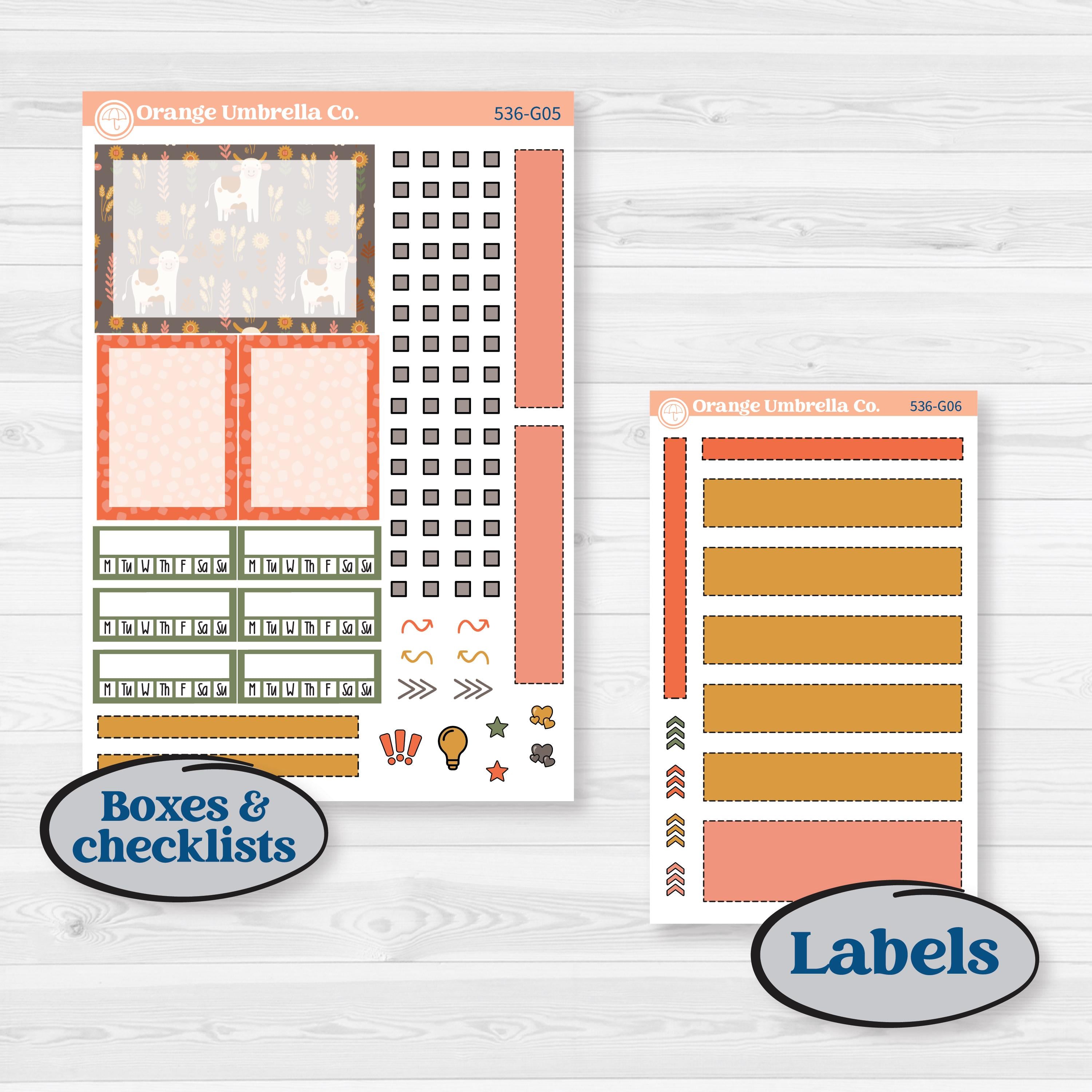Playful Farmyard Kit | Erin Condren A5 Weekly Dashboard Planner Kit Stickers | The Plot Chickens | KIT-536-G4