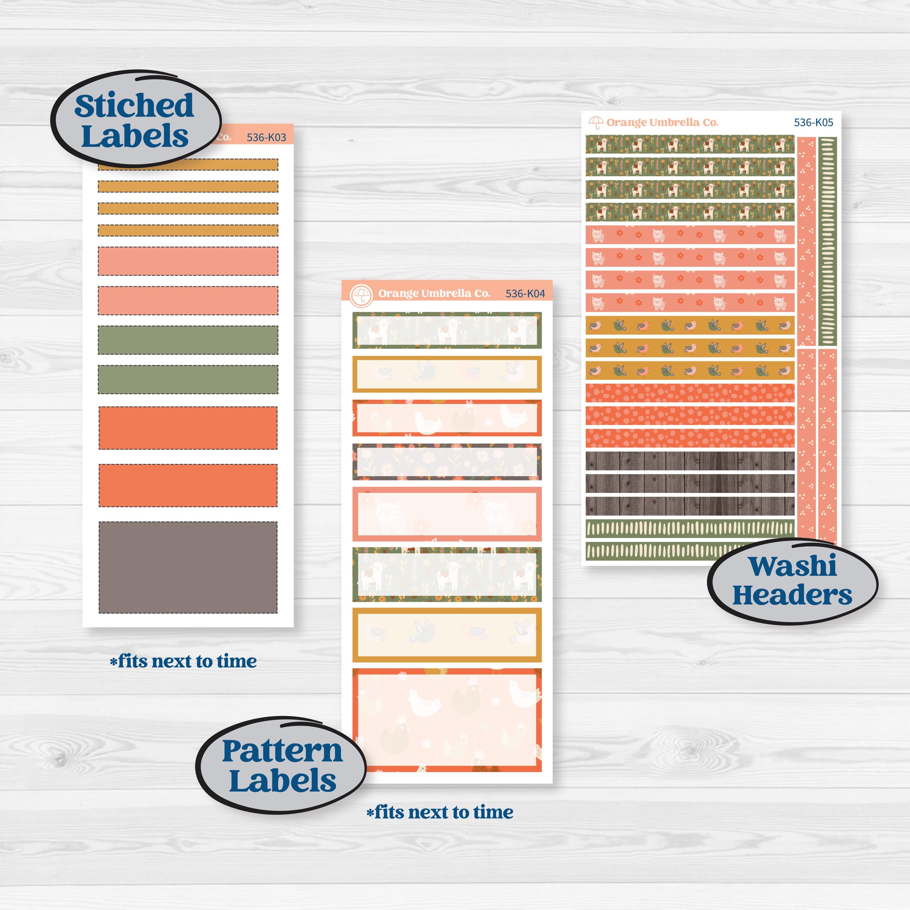 Playful Farmyard Kit | 7x9 Erin Condren Daily Duo Planner Kit Stickers | The Plot Chickens | KIT-536-K
