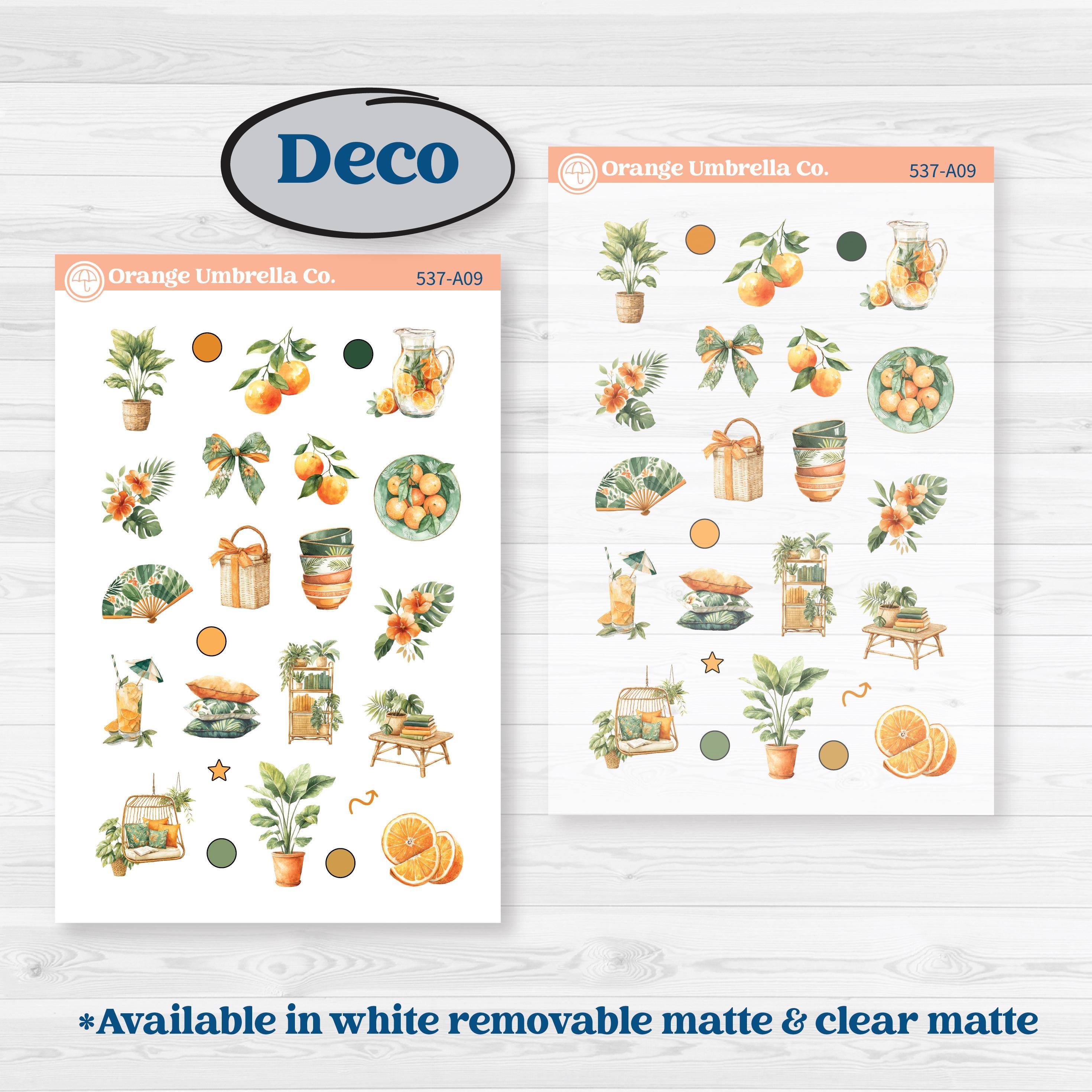 Orange Tropical Kit | Weekly Sticker Kit for Vertical Planners like Erin Condren | Valencia | KIT-537-A