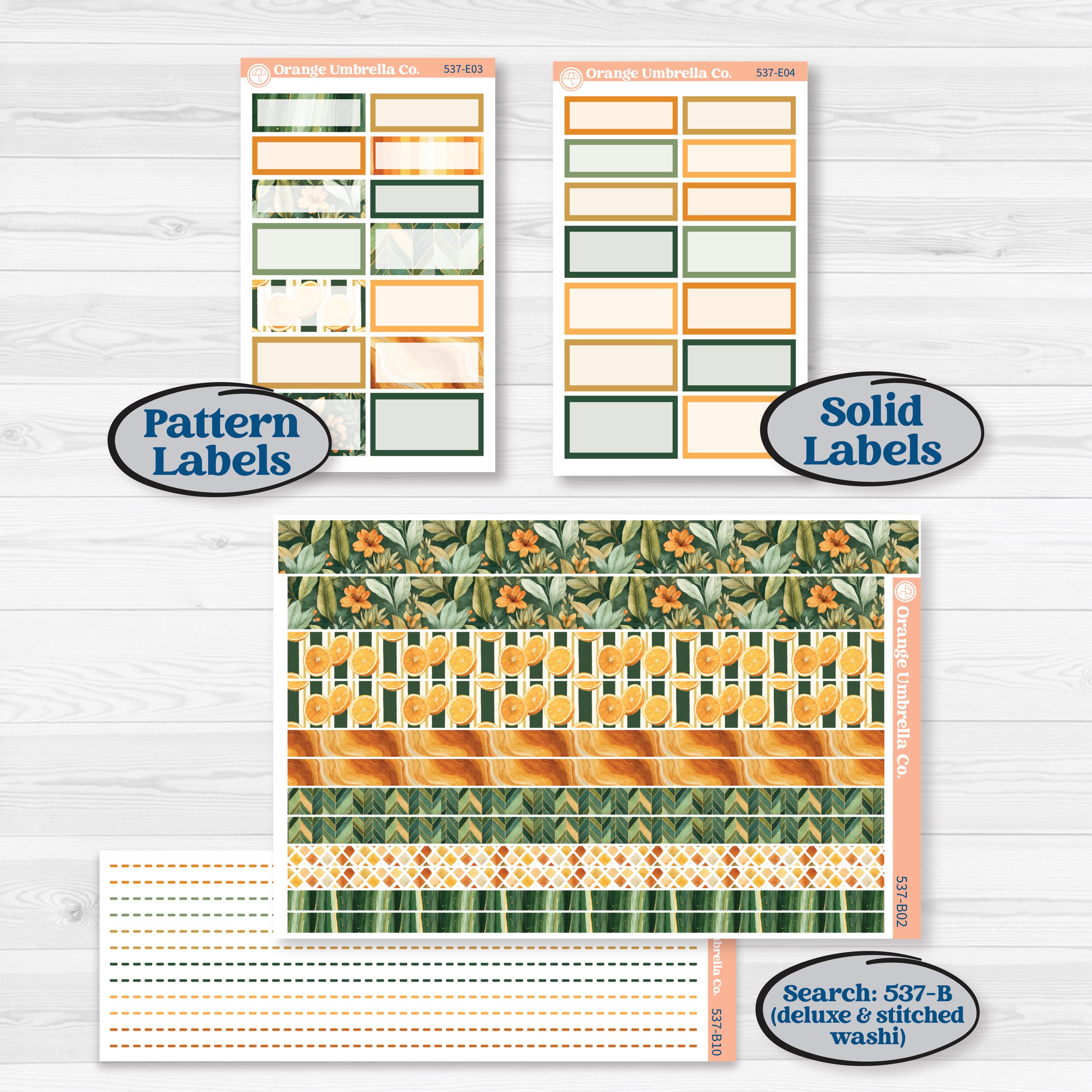 Orange Tropical Kit | Hobonichi Cousin Weekly & Daily Planner Kit Stickers | Valencia | KIT-537-E