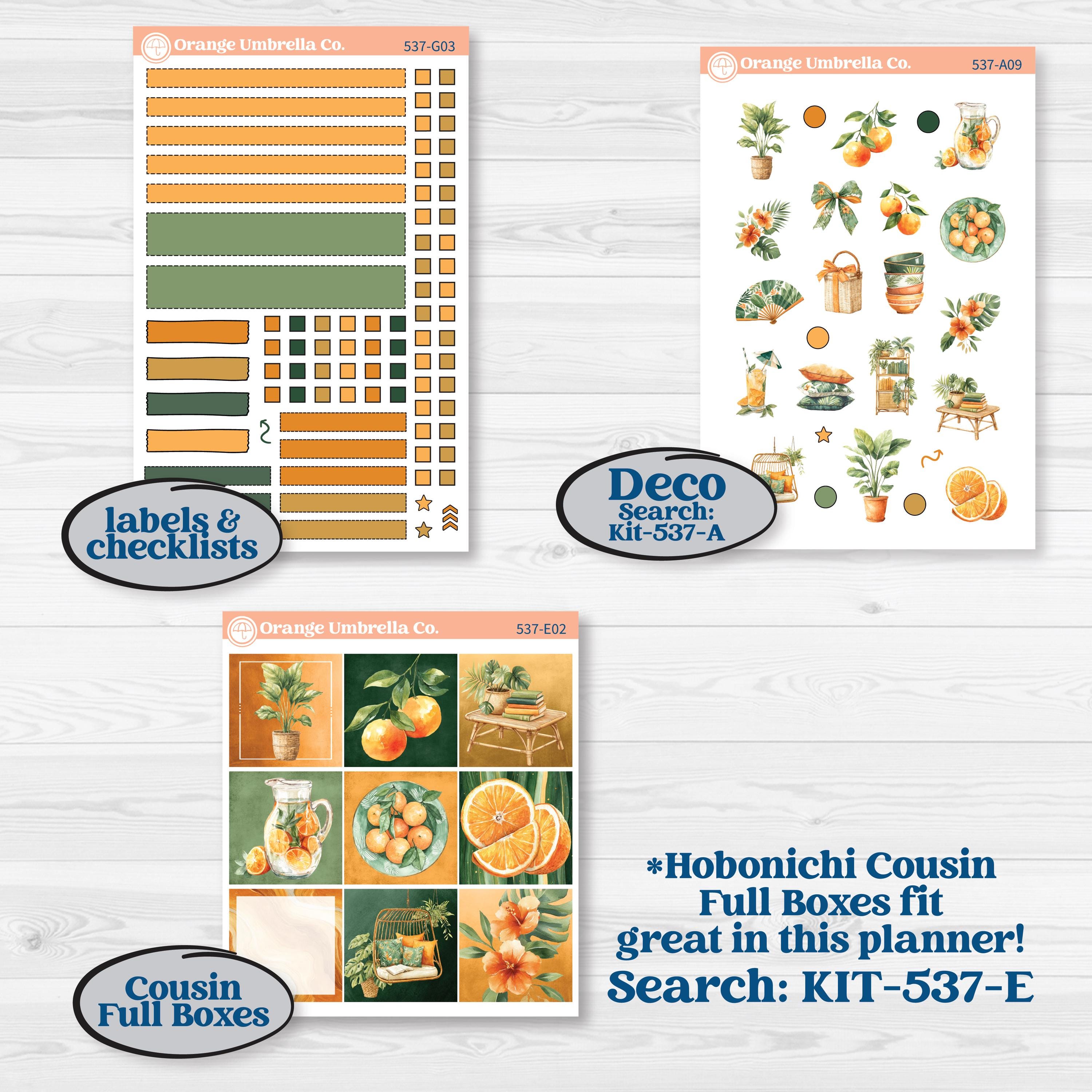 Orange Tropical Kit | Erin Condren 7x9 Weekly Dashboard Planner Kit Stickers | Valencia | KIT-537-G