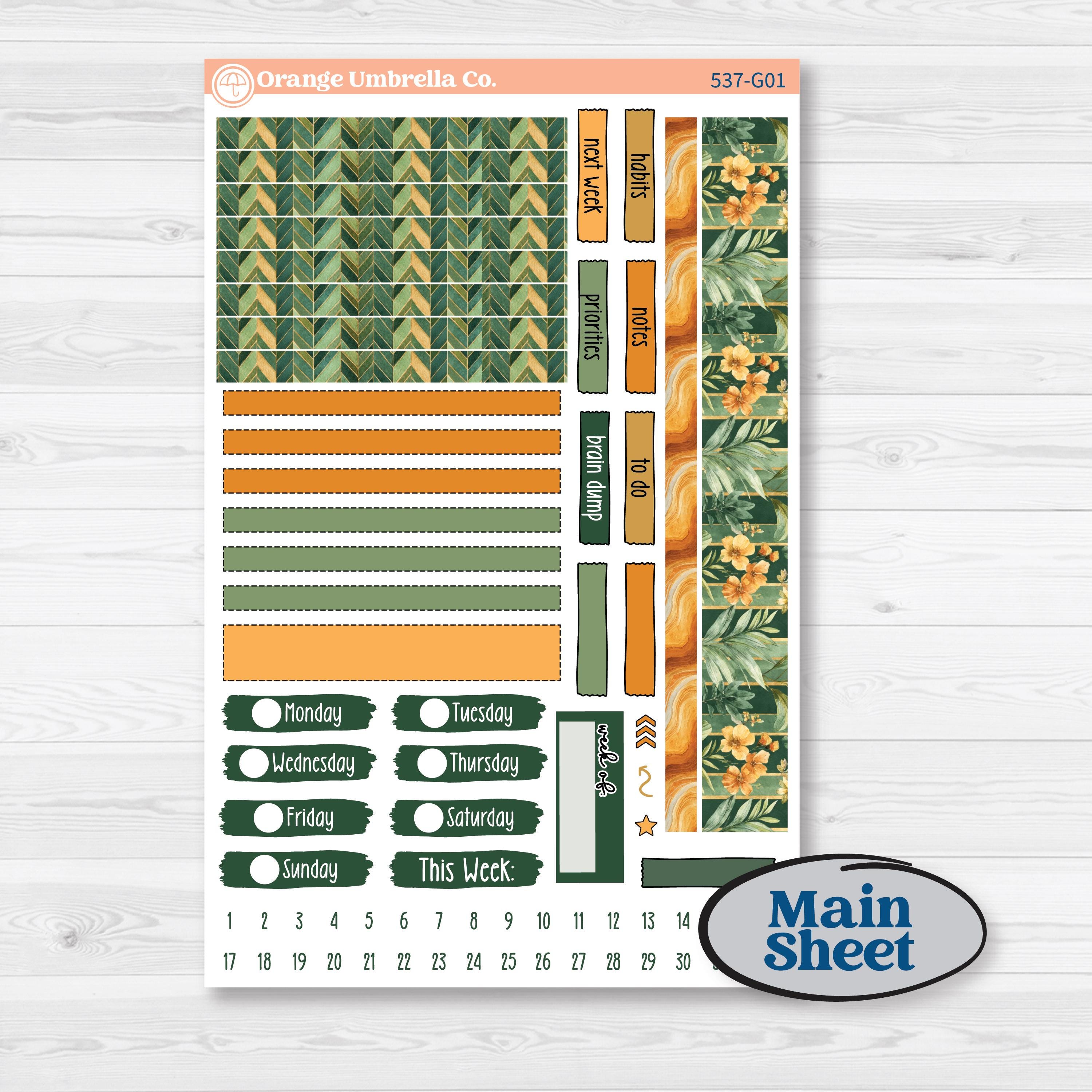 Orange Tropical Kit | Erin Condren 7x9 Weekly Dashboard Planner Kit Stickers | Valencia | KIT-537-G